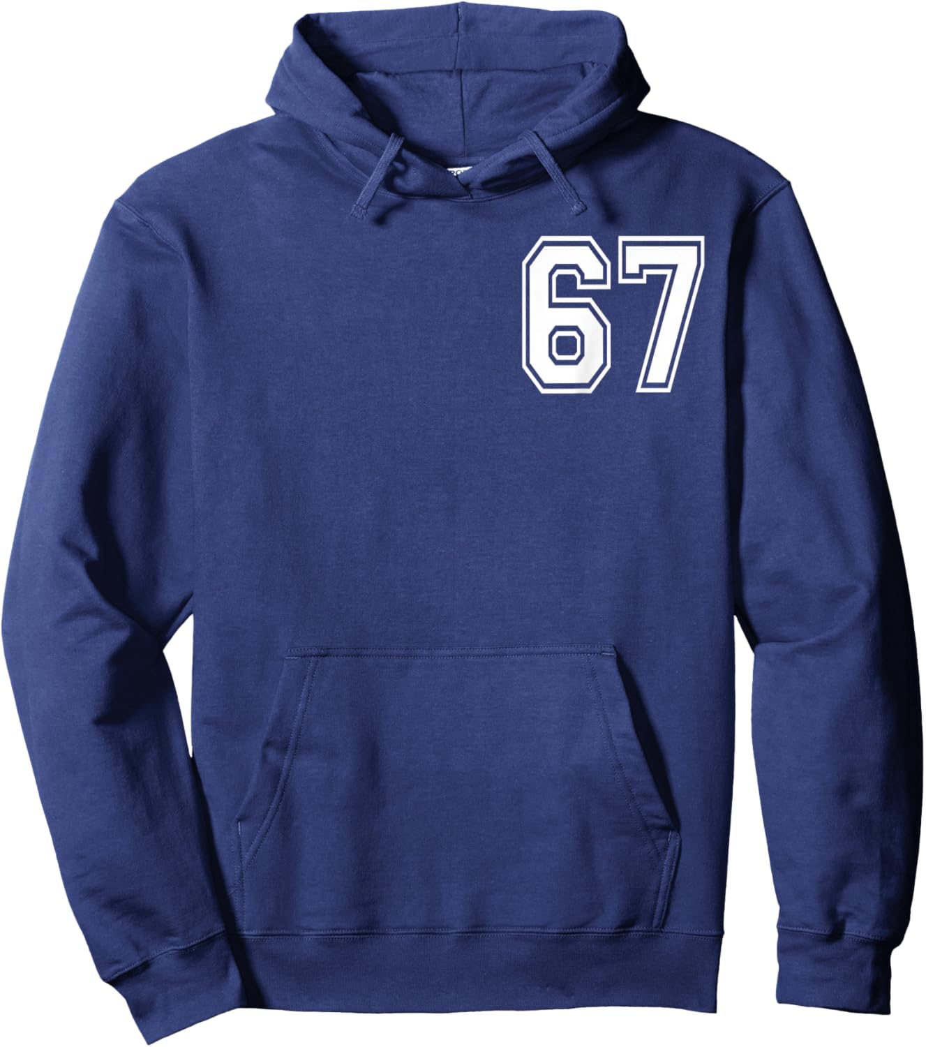 Number 67 in White Hoodie - Hoodie | Navy