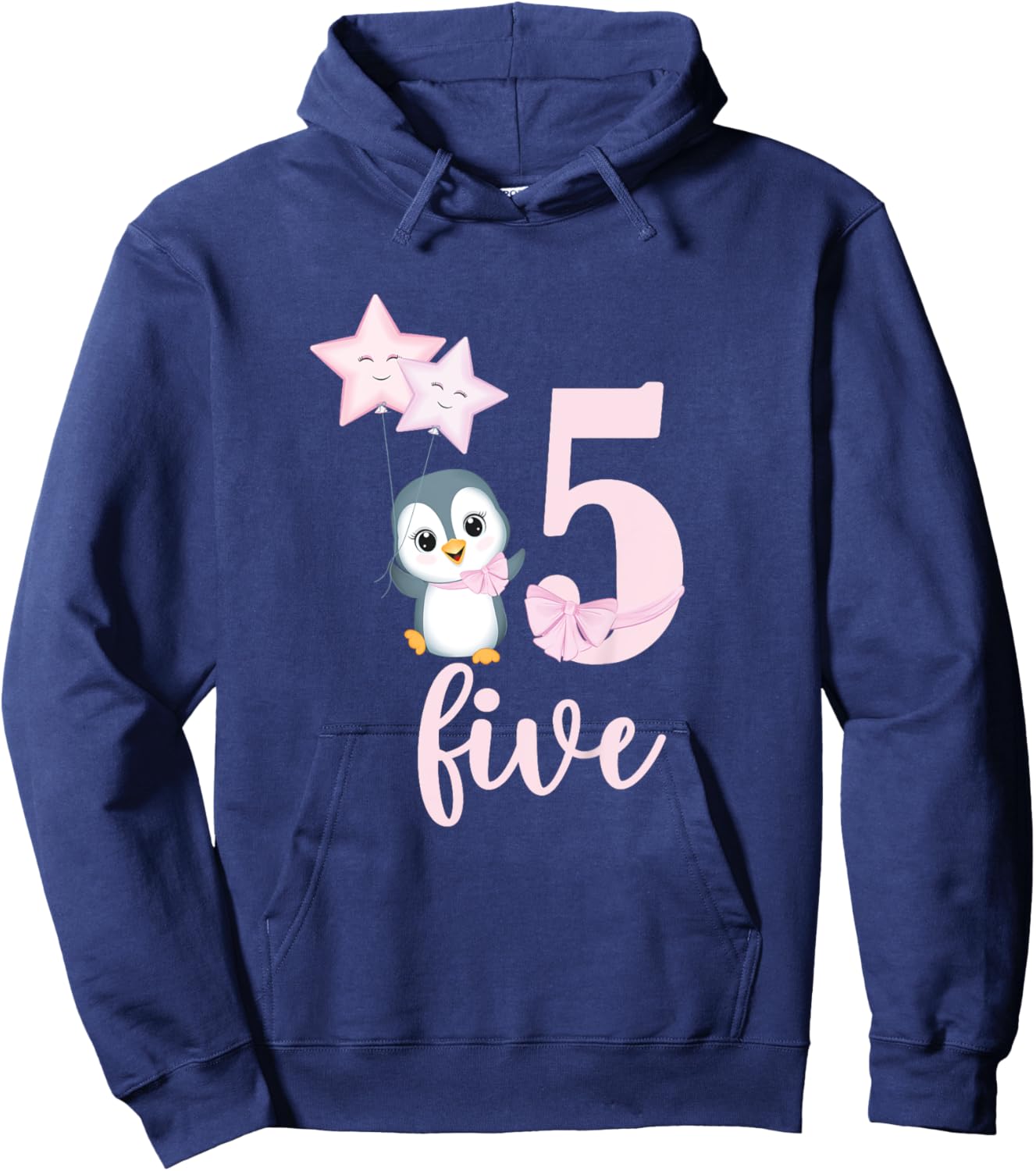 5th Penguin Birthday Party Five Year Old Girl Penguin Hoodie - Hoodie | Navy