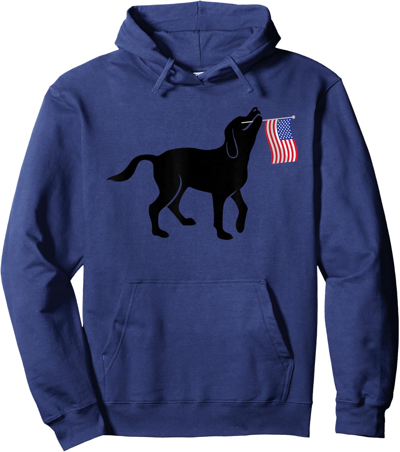Black Lab Dog Holding July 4th Patriotic USA Flag Hoodie - Hoodie | Navy