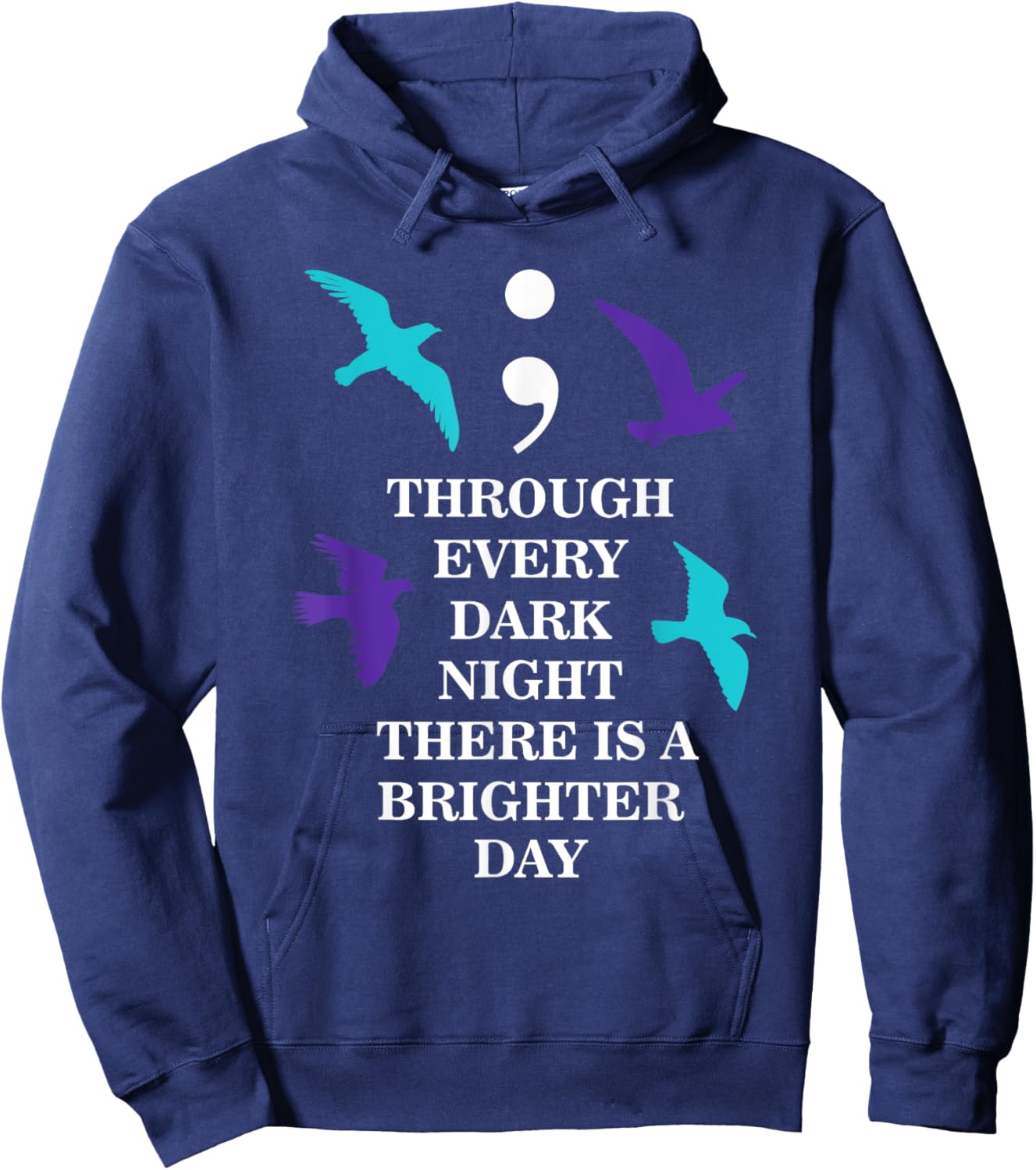 Birds Semicolon Suicide Prevention Awareness Hoodie - Hoodie | Navy