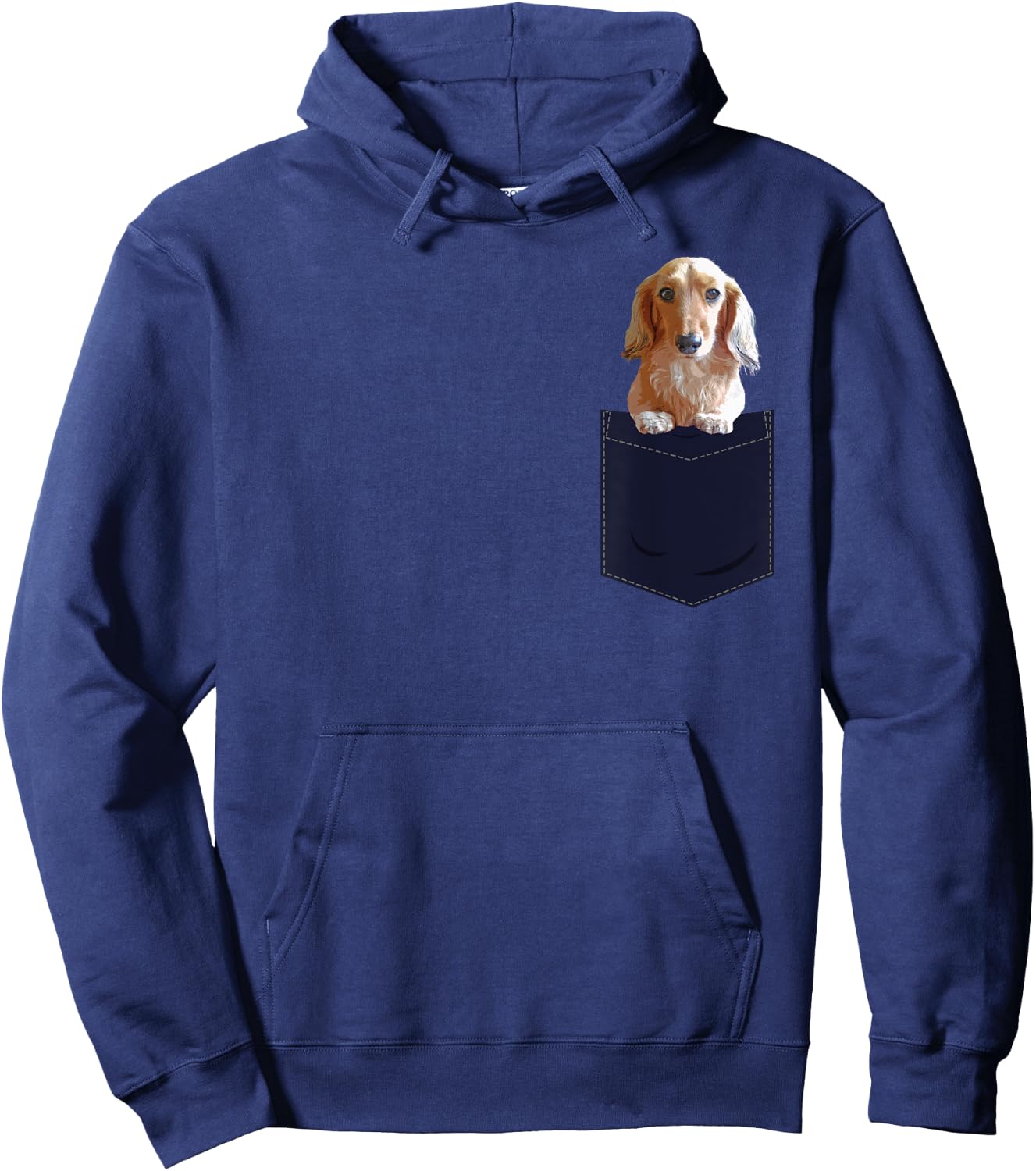 Dachshund in Pocket Long Haired Wiener Dog Women Doxie Hoodie - Hoodie | Navy