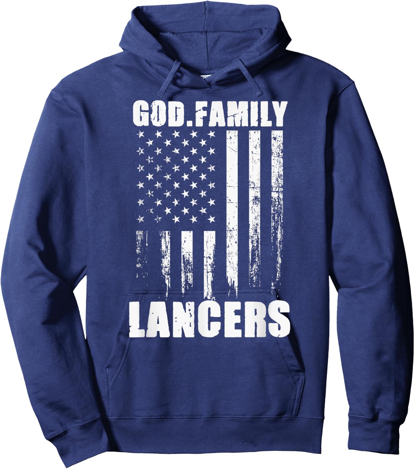 Lakewood Lancers God. Family. Vintage USA Flag Hoodie - Hoodie | Navy