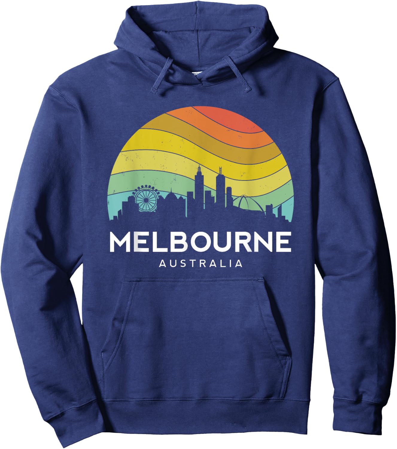 Melbourne Australia Retro Vintage Flag Outback Kangaroo Mate Hoodie - Hoodie | Navy