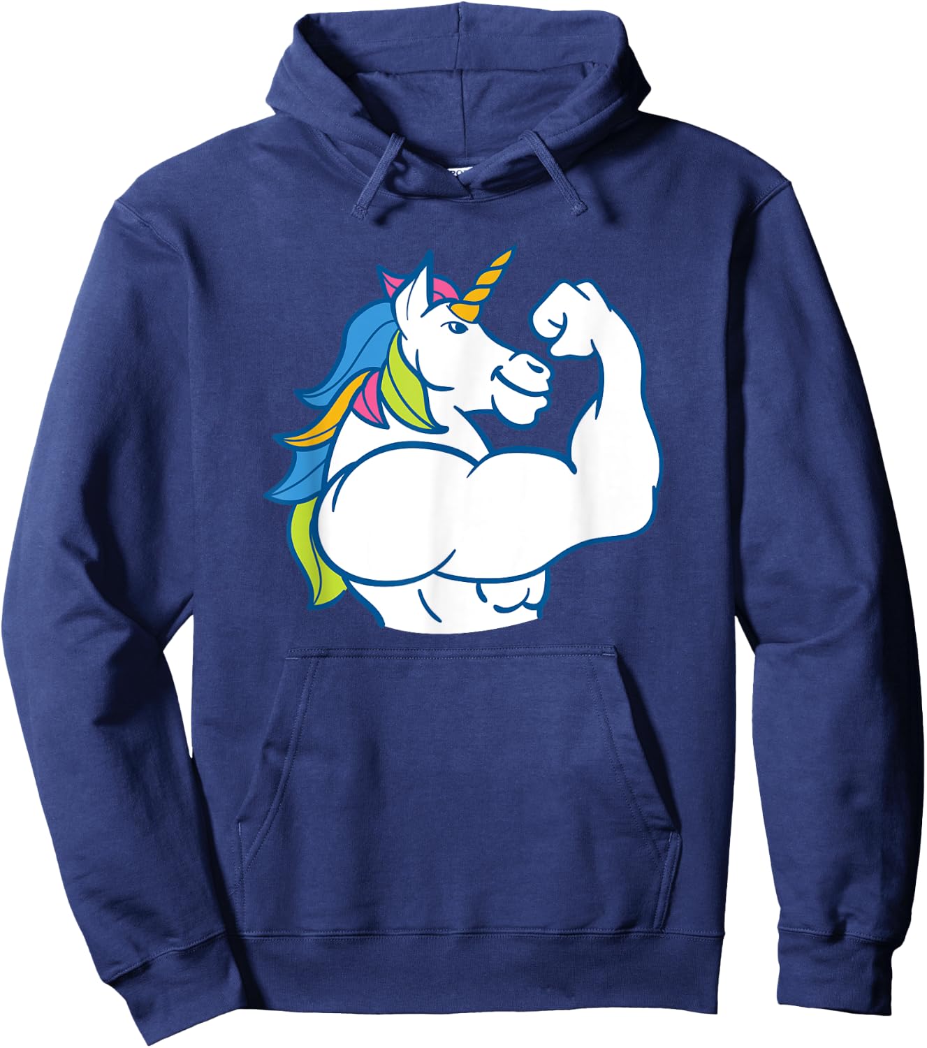 Muscular Unicorn - Funny Magical Fitness Bodybuilder Dad Hoodie - Hoodie | Navy