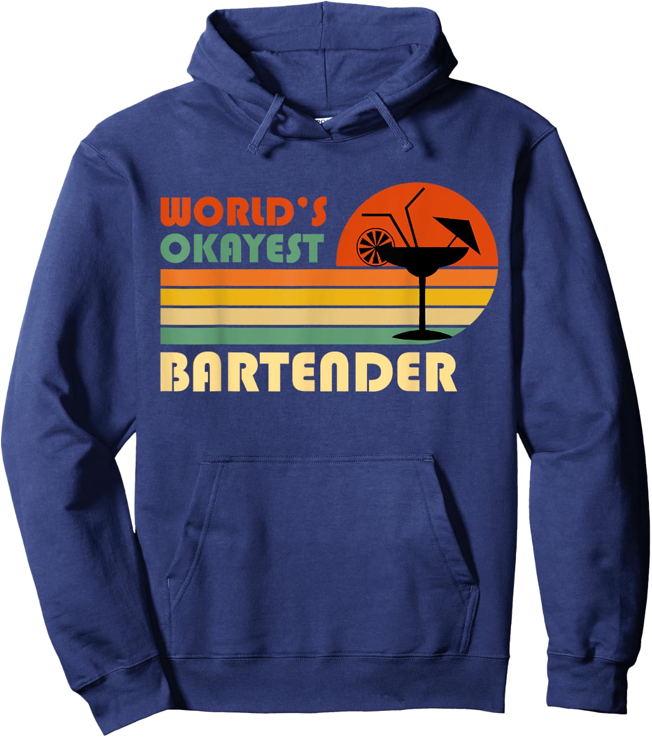 World's Okayest Bartender - Funny Retro Vintage Hoodie - Hoodie | Navy