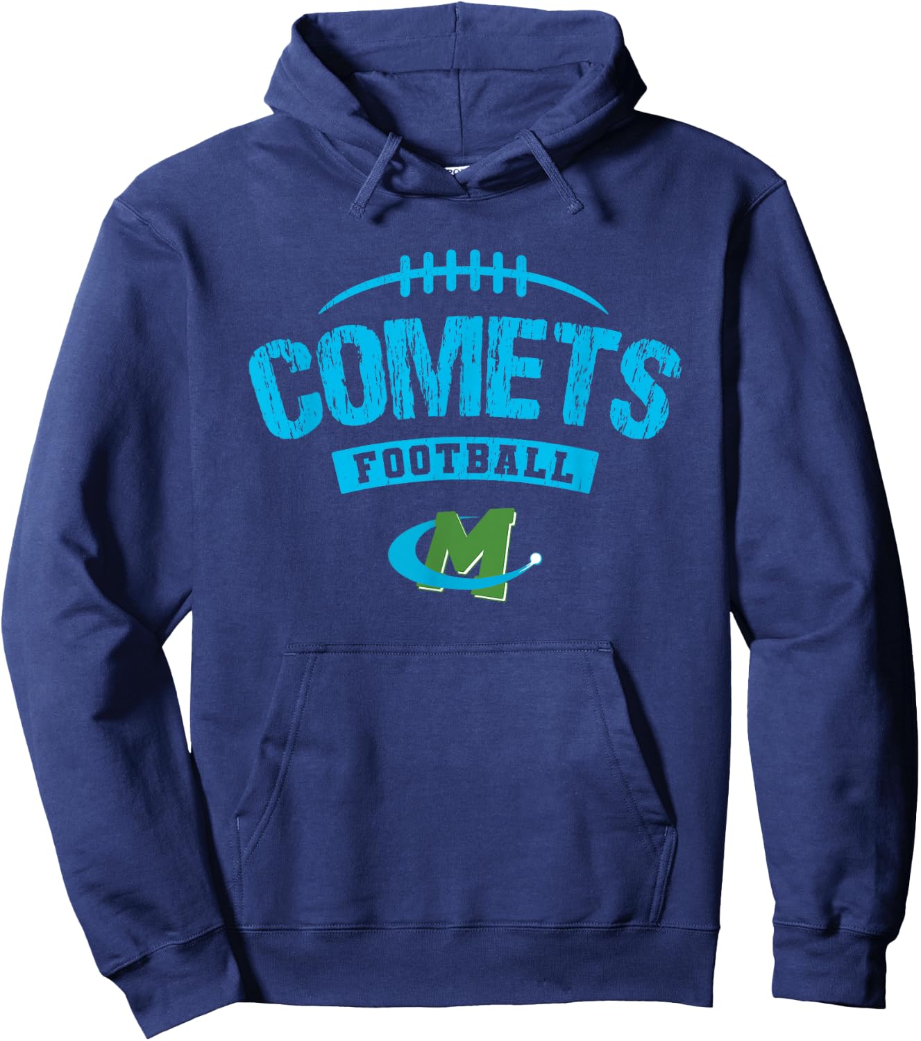 William Mason Comets Logo Football Distressed HS Hoodie - Hoodie | Navy
