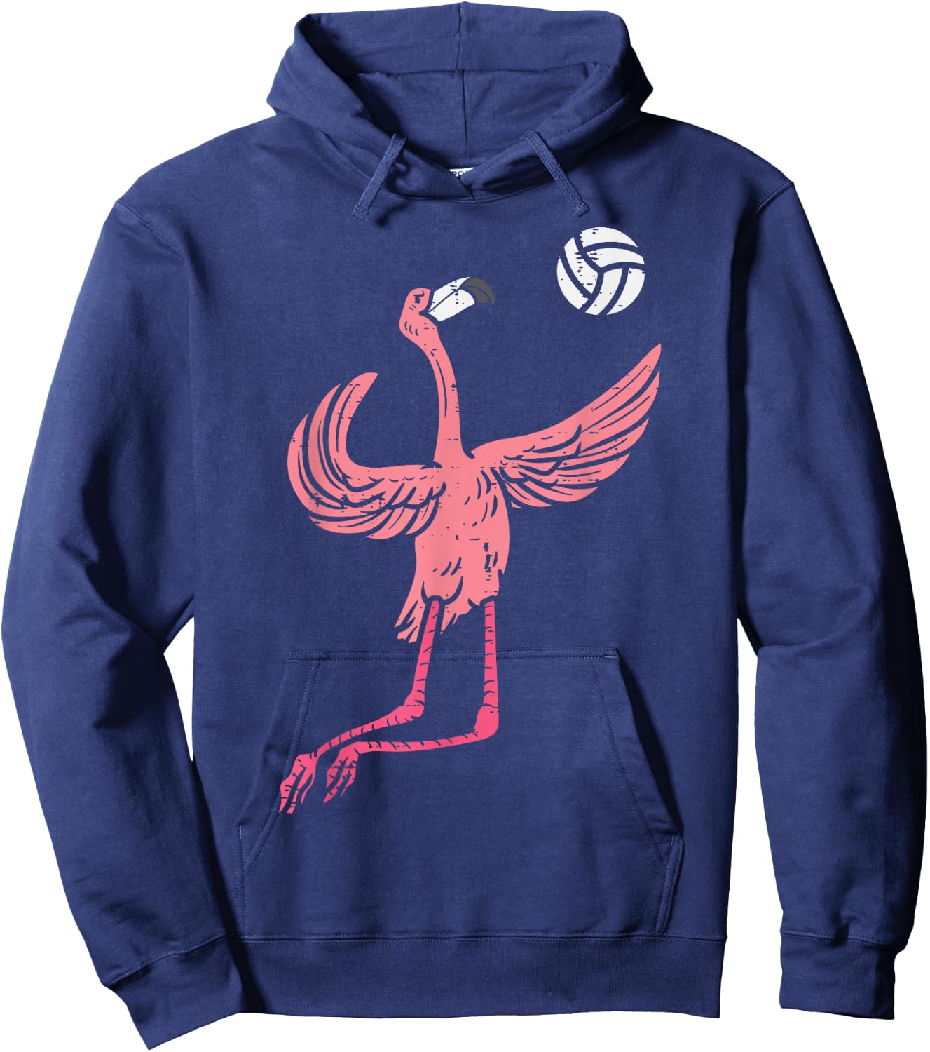 Flamingo Volleyball Spike Serve Player Spiker Women Men Hoodie - Hoodie | Navy
