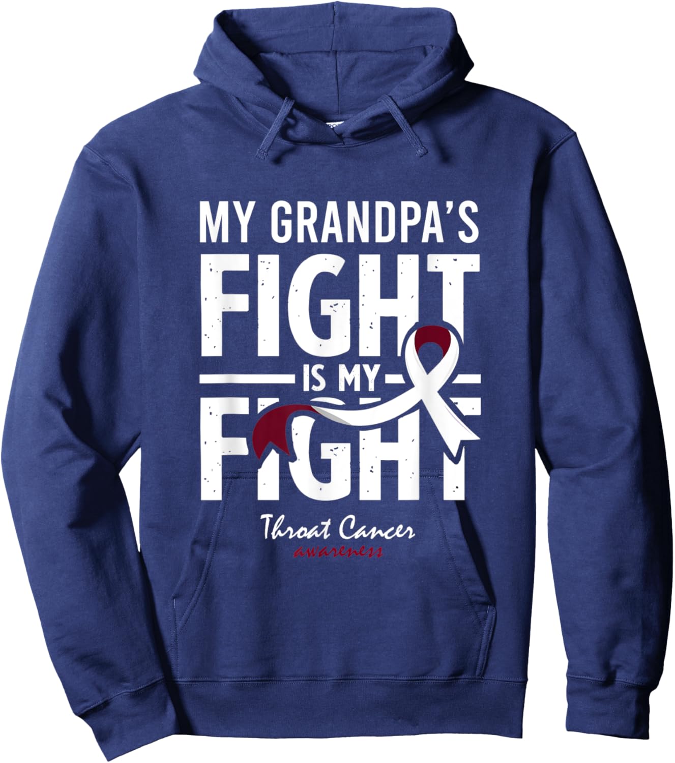 Throat Cancer Grandpa Survivor Support Grandson, daughter Hoodie - Hoodie | Navy