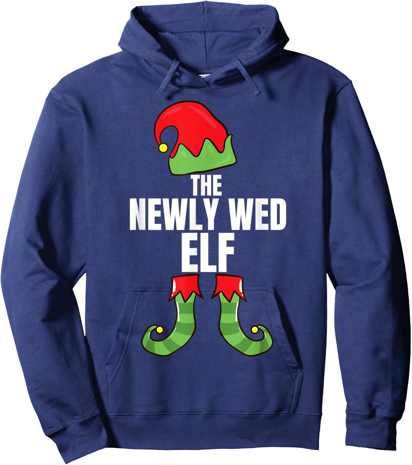 The Newly Wed Elf Matching Family Christmas Group Pajama Hoodie - Hoodie | Navy