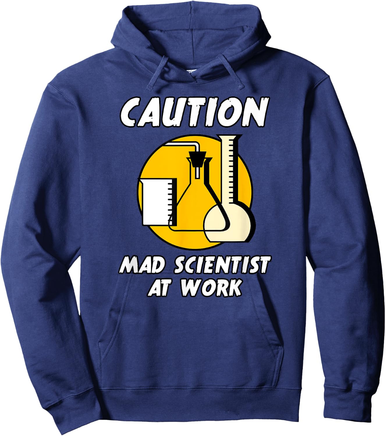 CAUTION MAD SCIENTIST AT WORK Funny Humor (Ver. 2) Hoodie - Hoodie | Navy