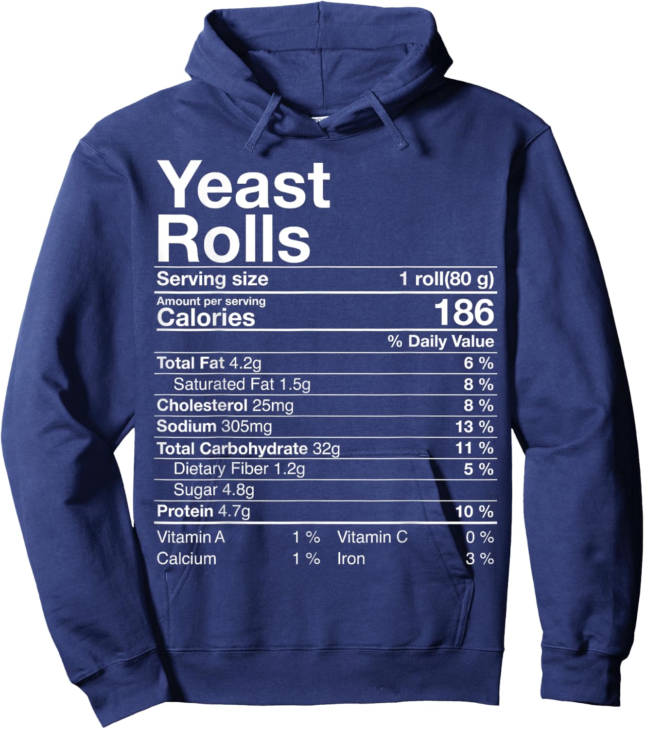 Yeast Rolls Nutrition Facts Christmas Thanksgiving Gift Hoodie - Hoodie | Navy