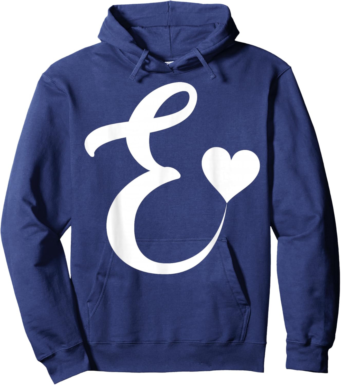 white letter E monogram initial minimalist heart graphic Hoodie - Hoodie | Navy