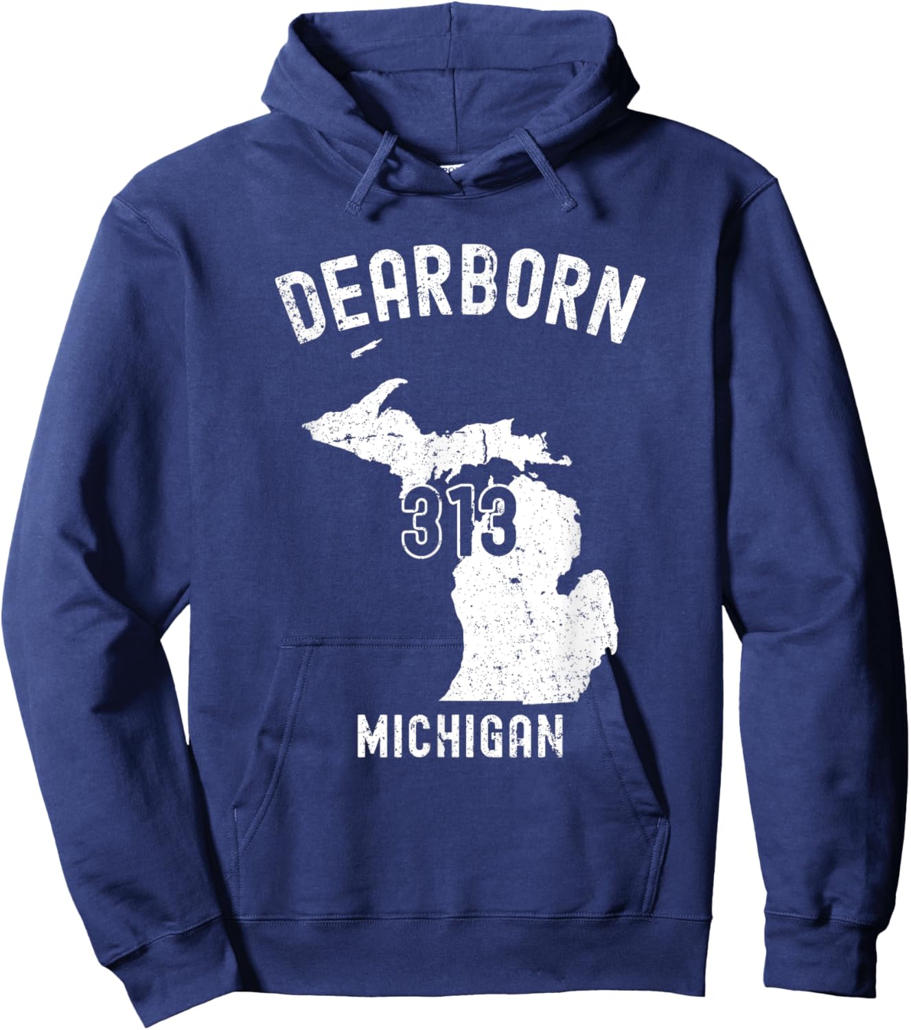 Dearborn Michigan MI 313 Vintage Athletic Style Hoodie - Hoodie | Navy