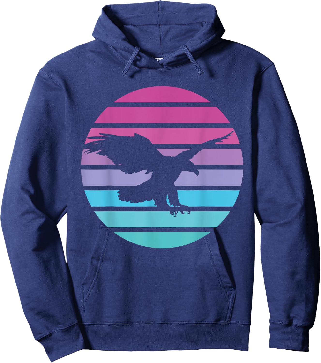 Eagle Retro Sun American Bald eagle USA Hoodie - Hoodie | Navy