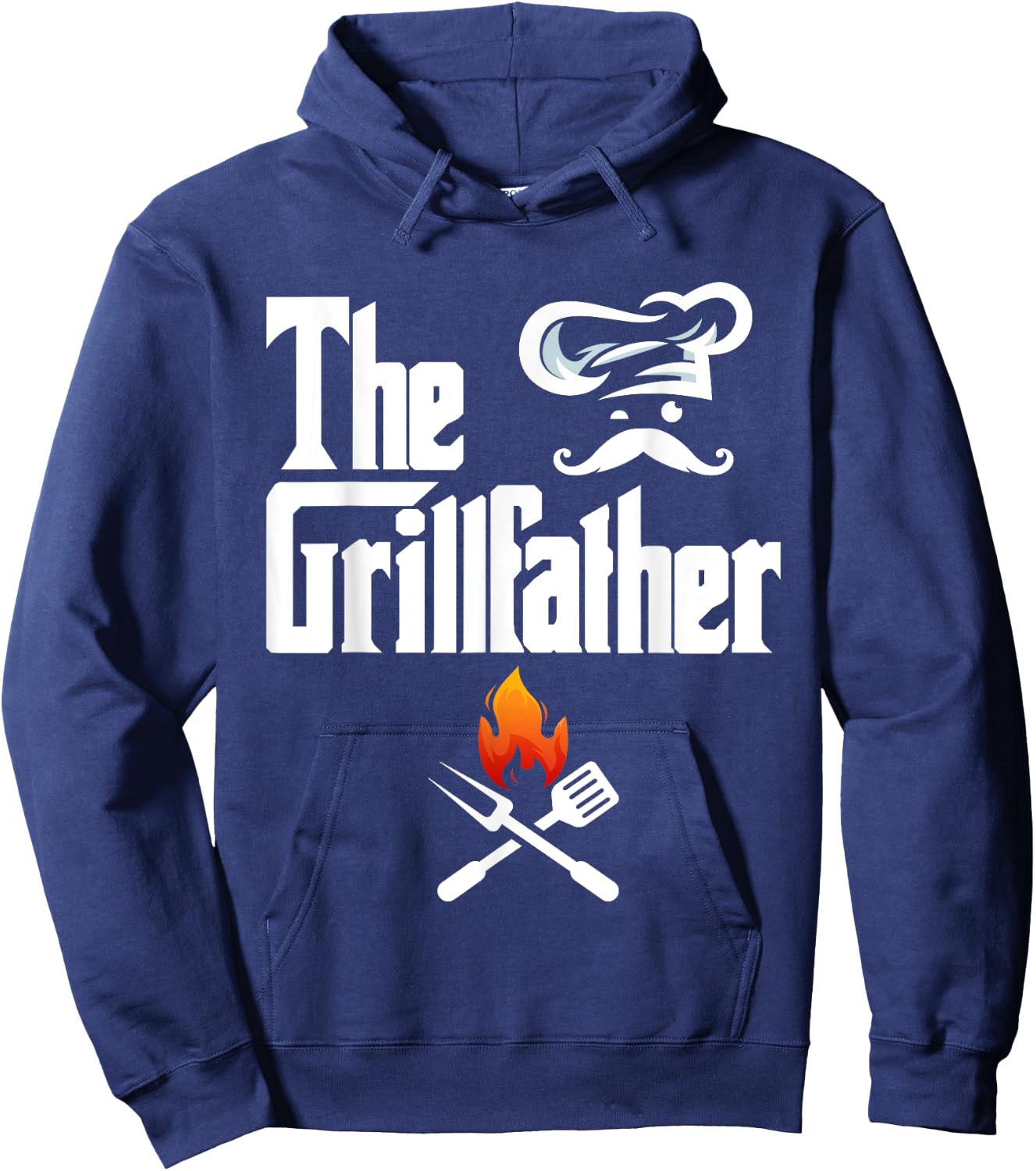The Grillfather BBQ Grill & Smoker Graphic Barbecue Dad Hoodie - Hoodie | Navy