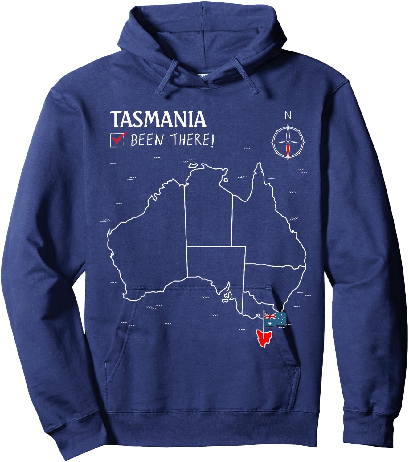 Tasmania Australian Flag Been There Check Off Map Tasmanian Hoodie - Hoodie | Navy