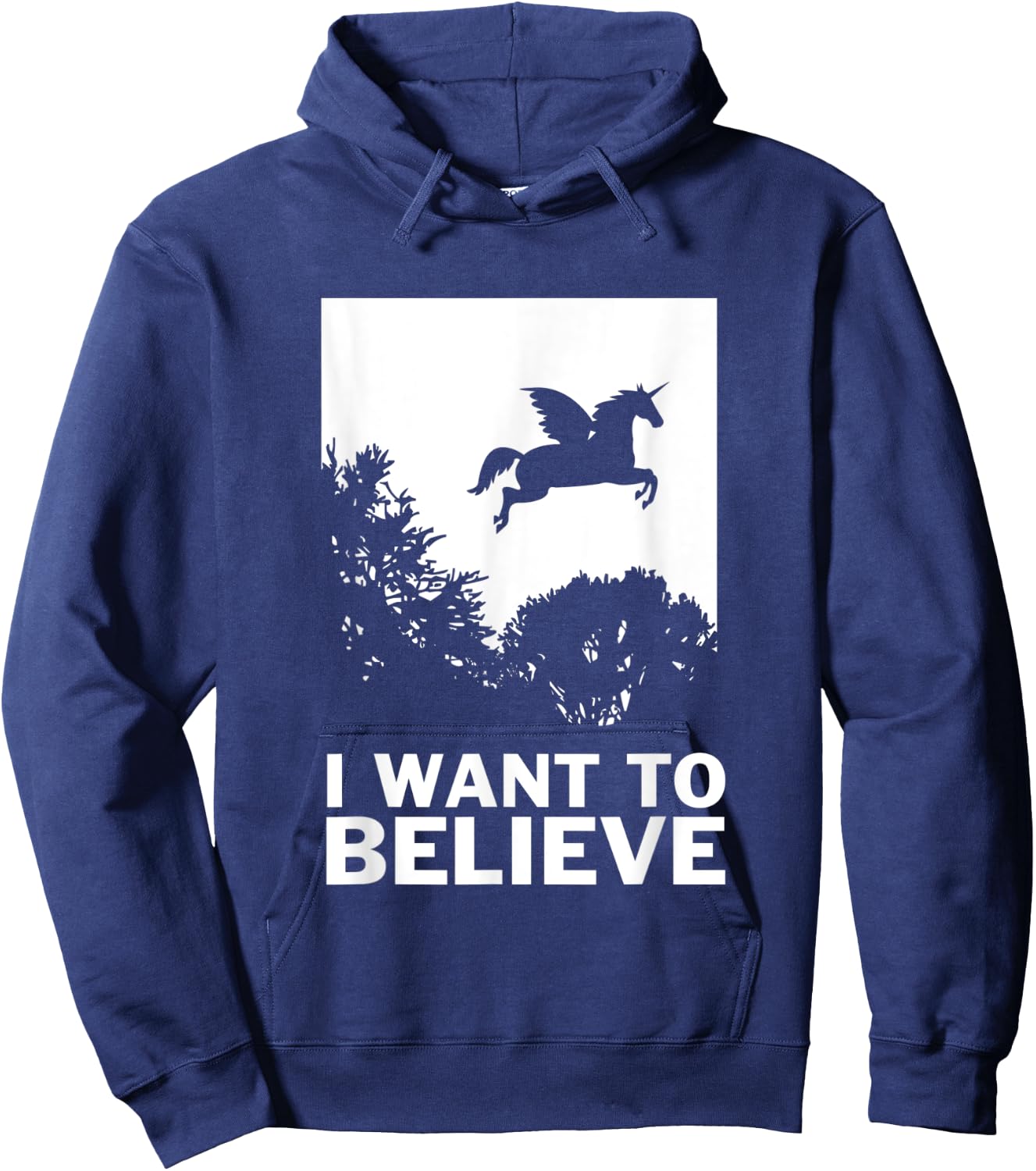 I Want To Believe Unicorns - UFO Conspiracy Flying Hoodie - Hoodie | Navy