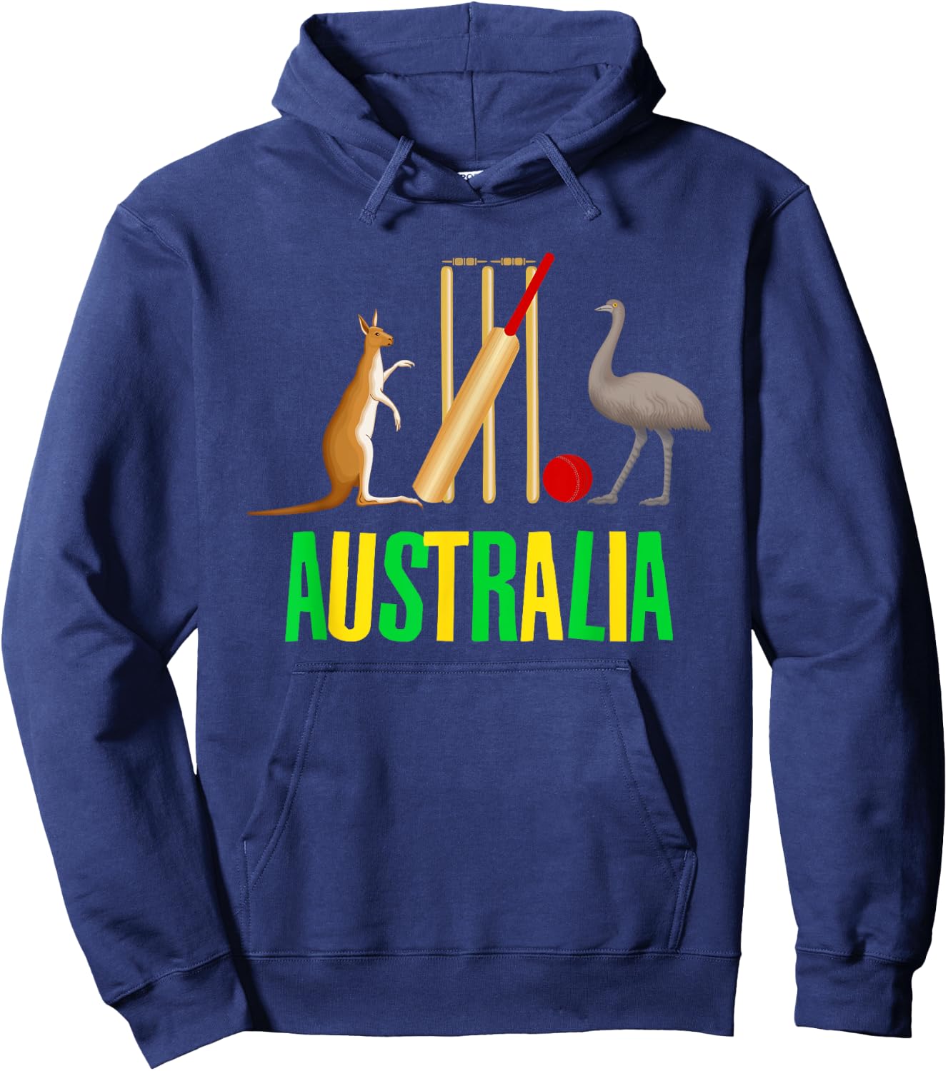 Australian Cricket Symbol Kangaroo Emu Graphic Funny Hoodie - Hoodie | Navy