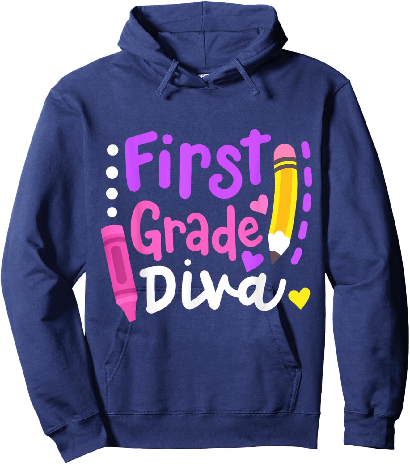 First Grade Diva Funny Welcome Back To School 1st Grade Kids Hoodie - Hoodie | Navy