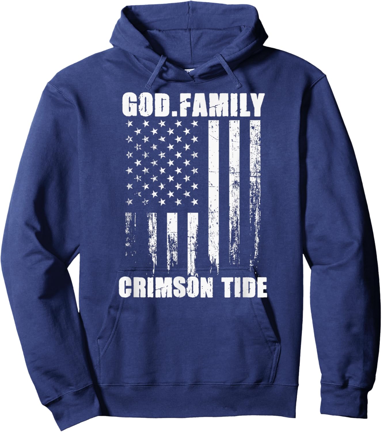 Minden Crimson Tide God. Family. Vintage USA Flag Hoodie - Hoodie | Navy