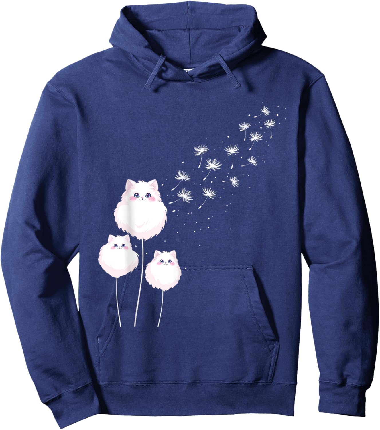 Cute Cat Dandelions - Cat Lover Kitten Owner Kitty Men Women Girls Kids Hoodie - Hoodie | Navy