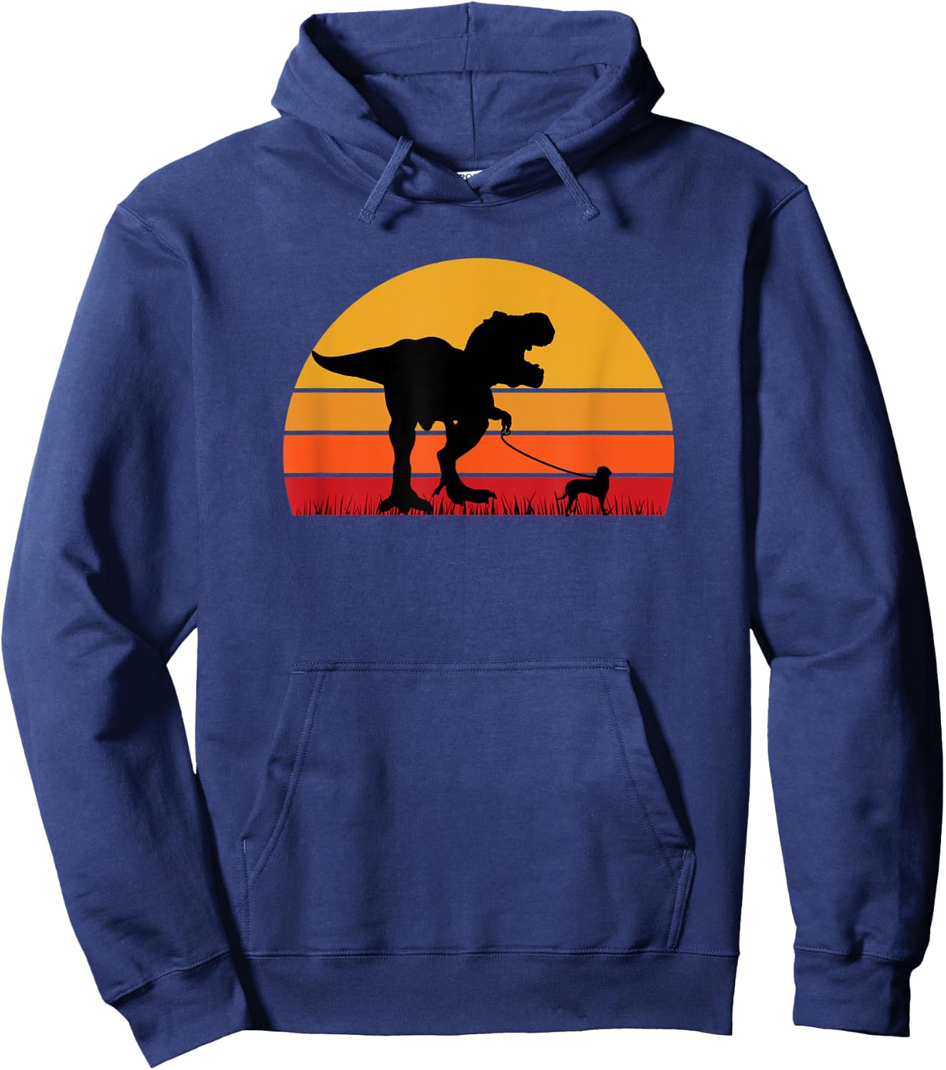 T-Rex Walking Beagle Trex Tyrannosaurus Funny Cute Orange Hoodie - Hoodie | Navy