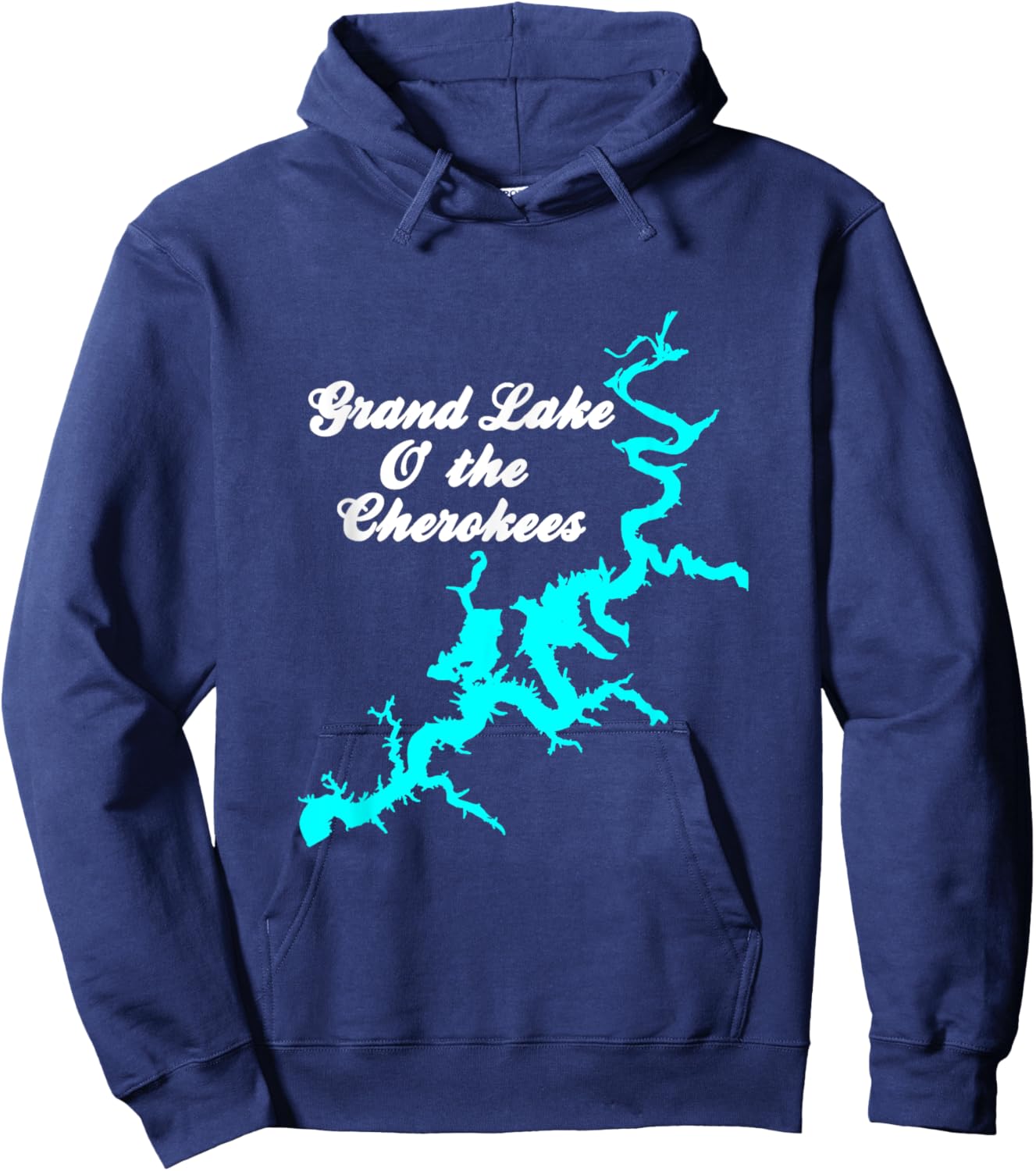 Minimalist Grand Lake of the Cherokees - Oklahoma Hoodie - Hoodie | Navy