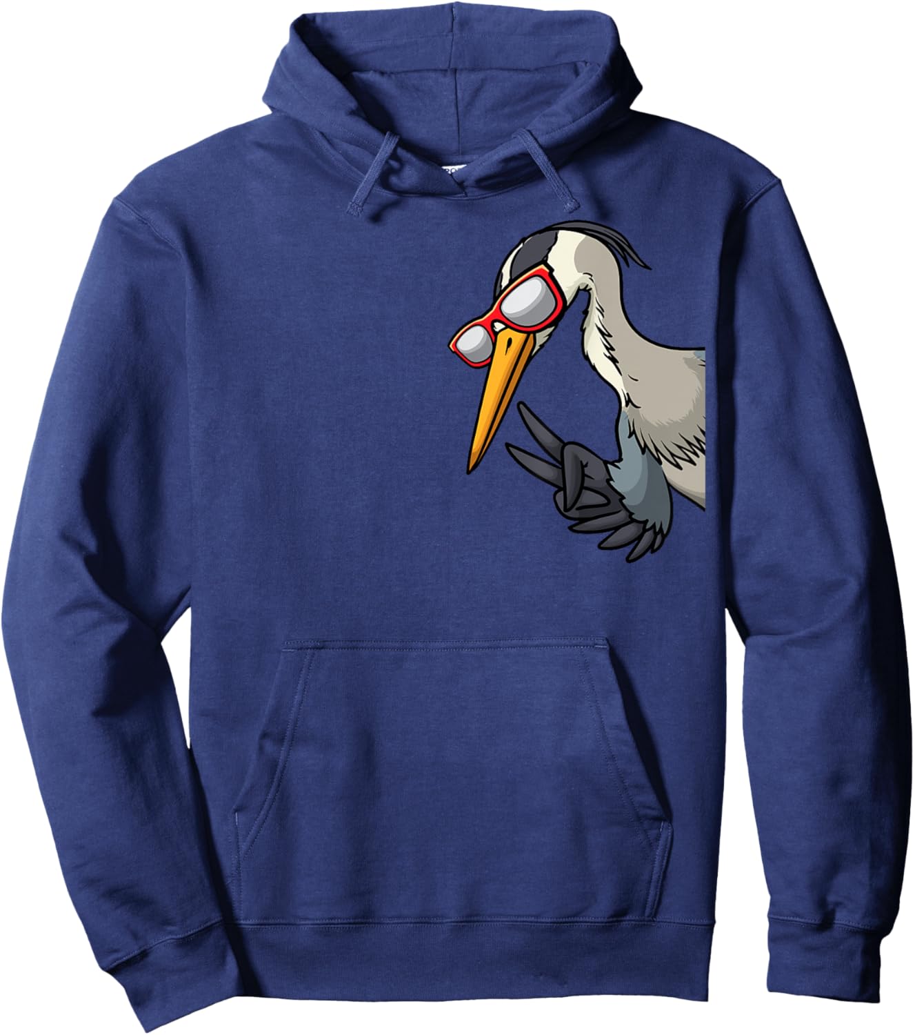 Great Blue Heron Bird With Sunglasses From Side Birder Hoodie - Hoodie | Navy