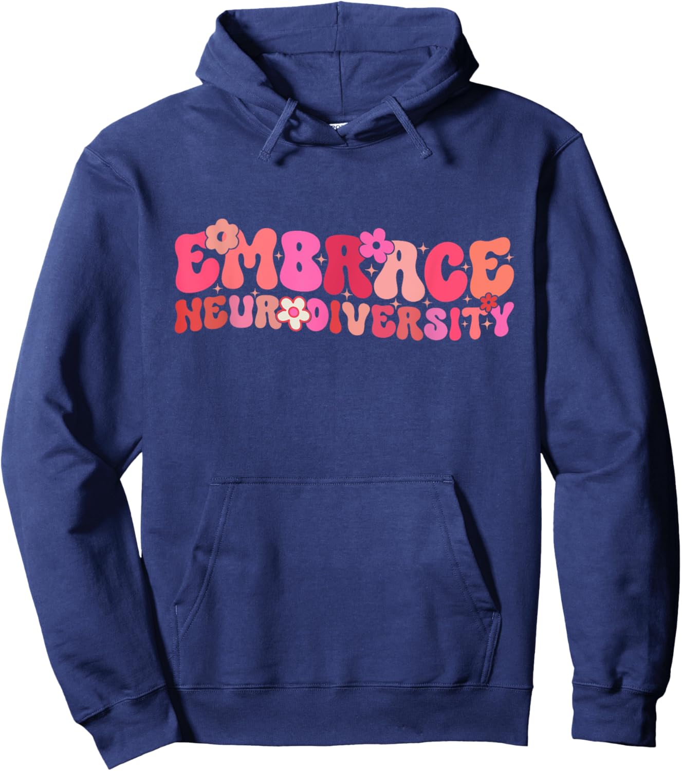 Groovy Embrace Neurodiversity ADHD Autism ASD Awareness Hoodie - Hoodie | Navy
