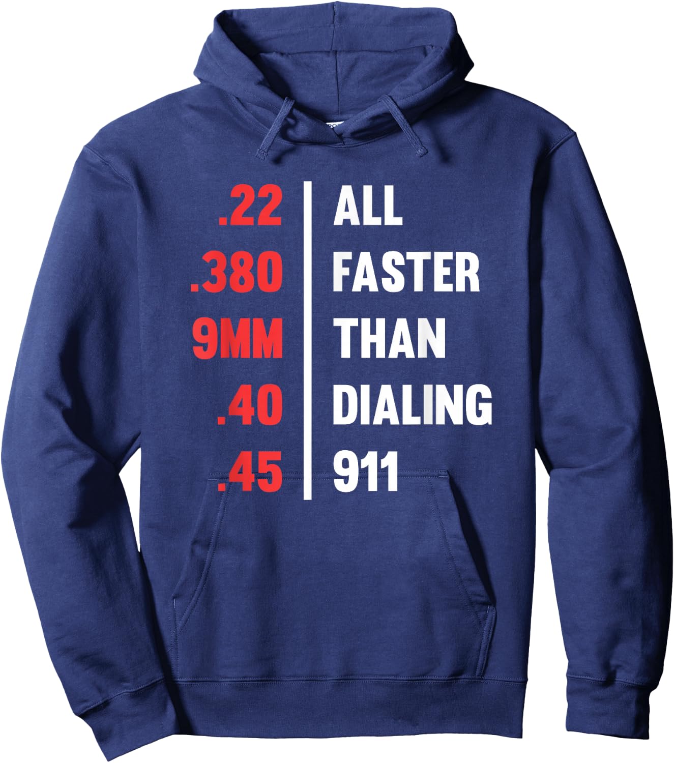 Bullets All Faster Than Dialing 911 .22 .380 9mm .45 Hoodie - Hoodie | Navy