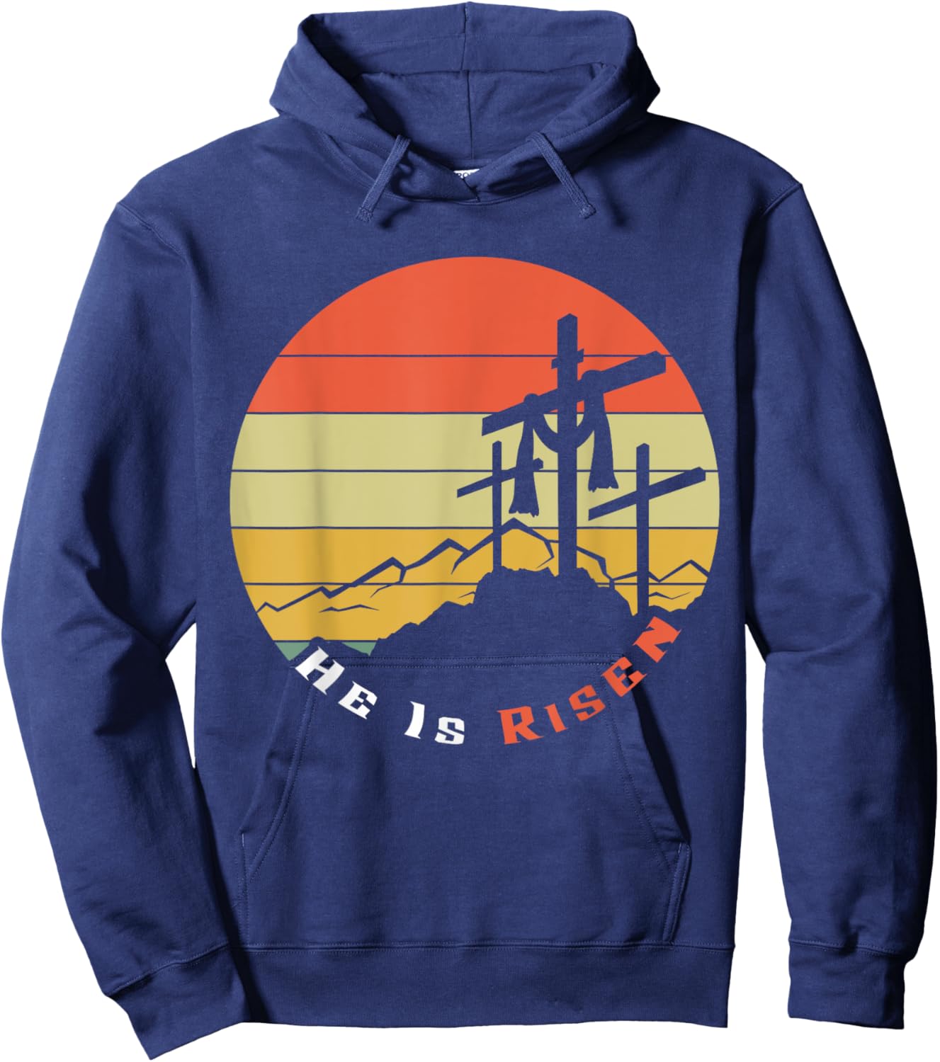 Retro He Risen Jesus Christian Religous Easter Sunday Jesus Hoodie - Hoodie | Navy