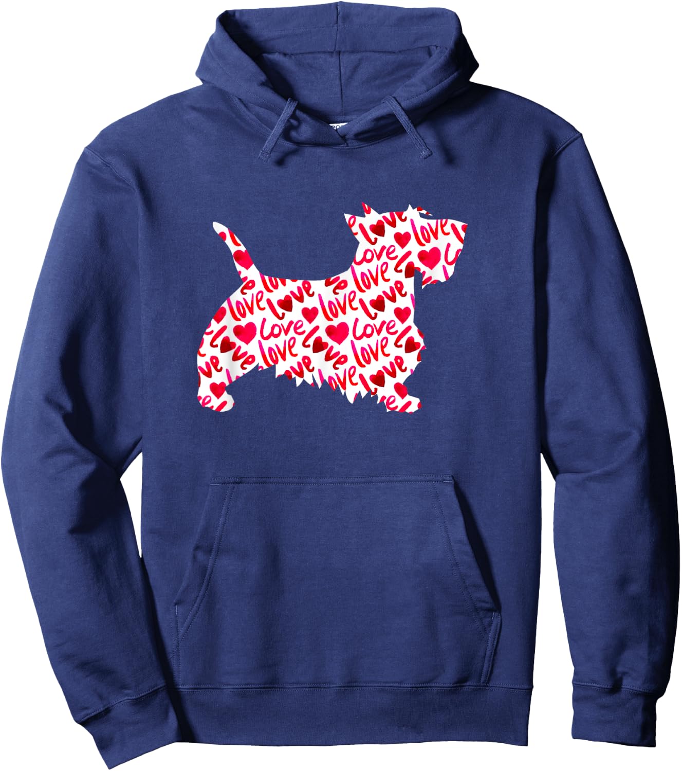 Scottie Scottish Terrier Heart Dog Valentine's Day Hoodie - Hoodie | Navy