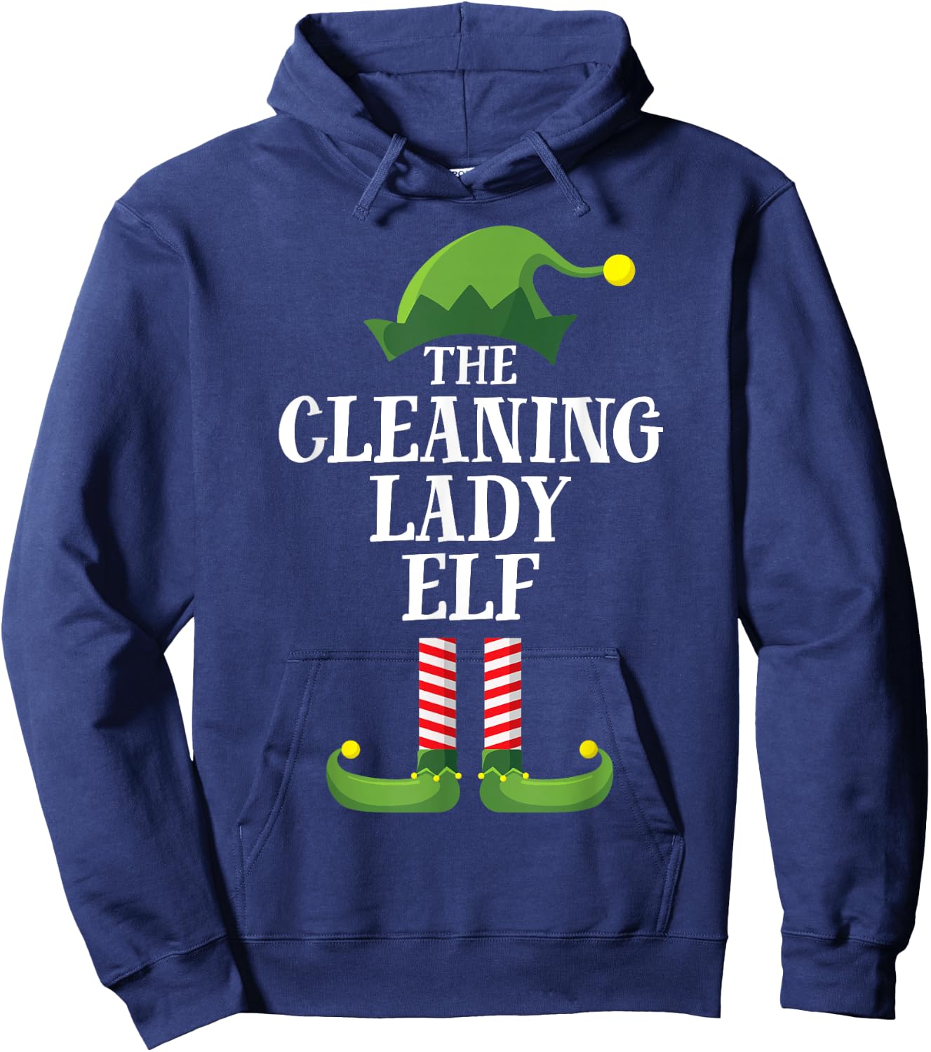Cleaning Lady Elf Matching Family Group Christmas Party PJ Hoodie - Hoodie | Navy