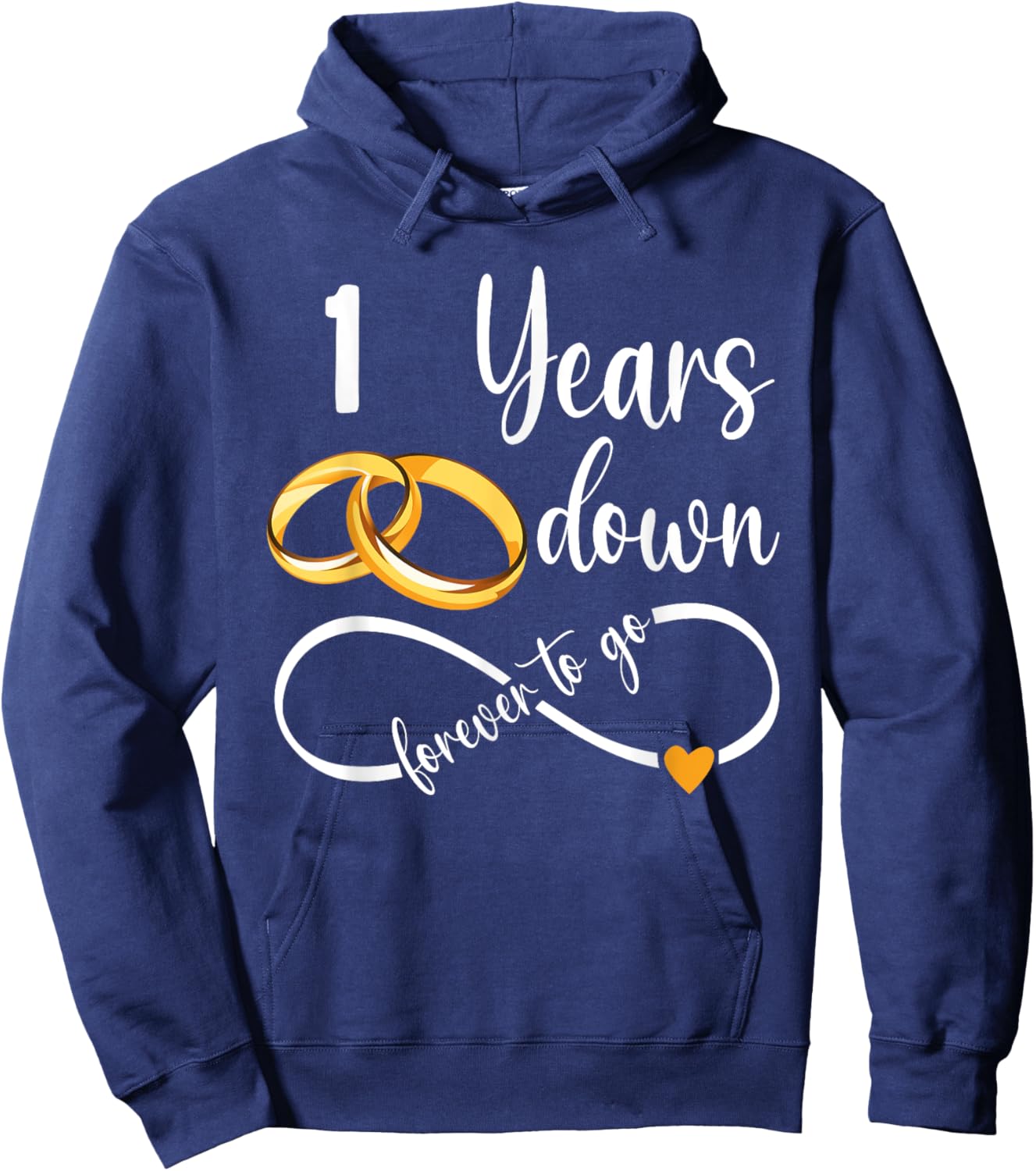 1 Year Down Forever To Go Couple 1st Wedding Anniversary Hoodie - Hoodie | Navy