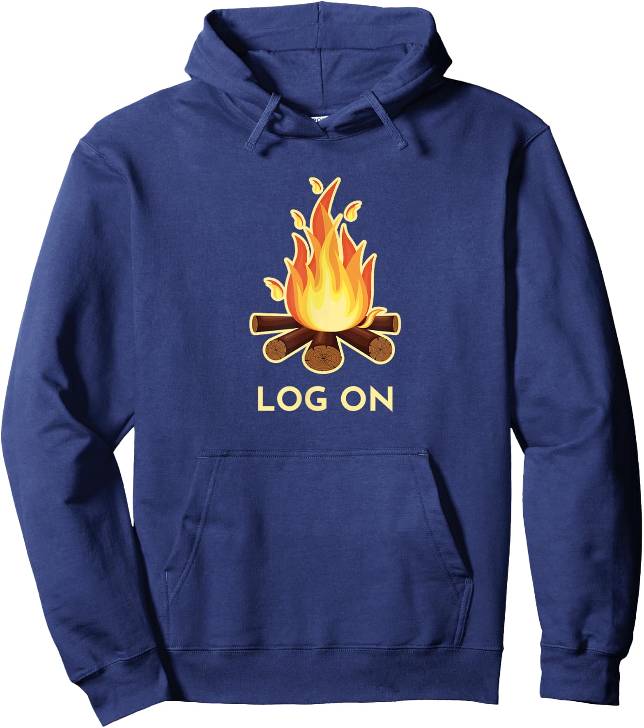 Campfire Pun, LOG ON, Camping Hoodie - Hoodie | Navy