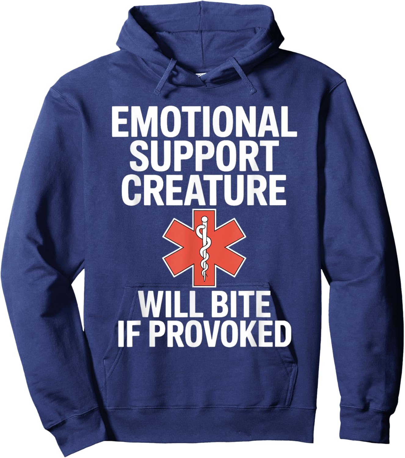 Emotional Support Creature Will Bite Funny Fathers Day Men Hoodie - Hoodie | Navy