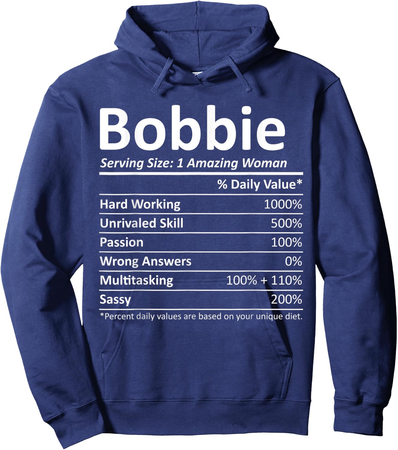 BOBBIE Nutrition Personalized Name Funny Christmas Gift Hoodie - Hoodie | Navy