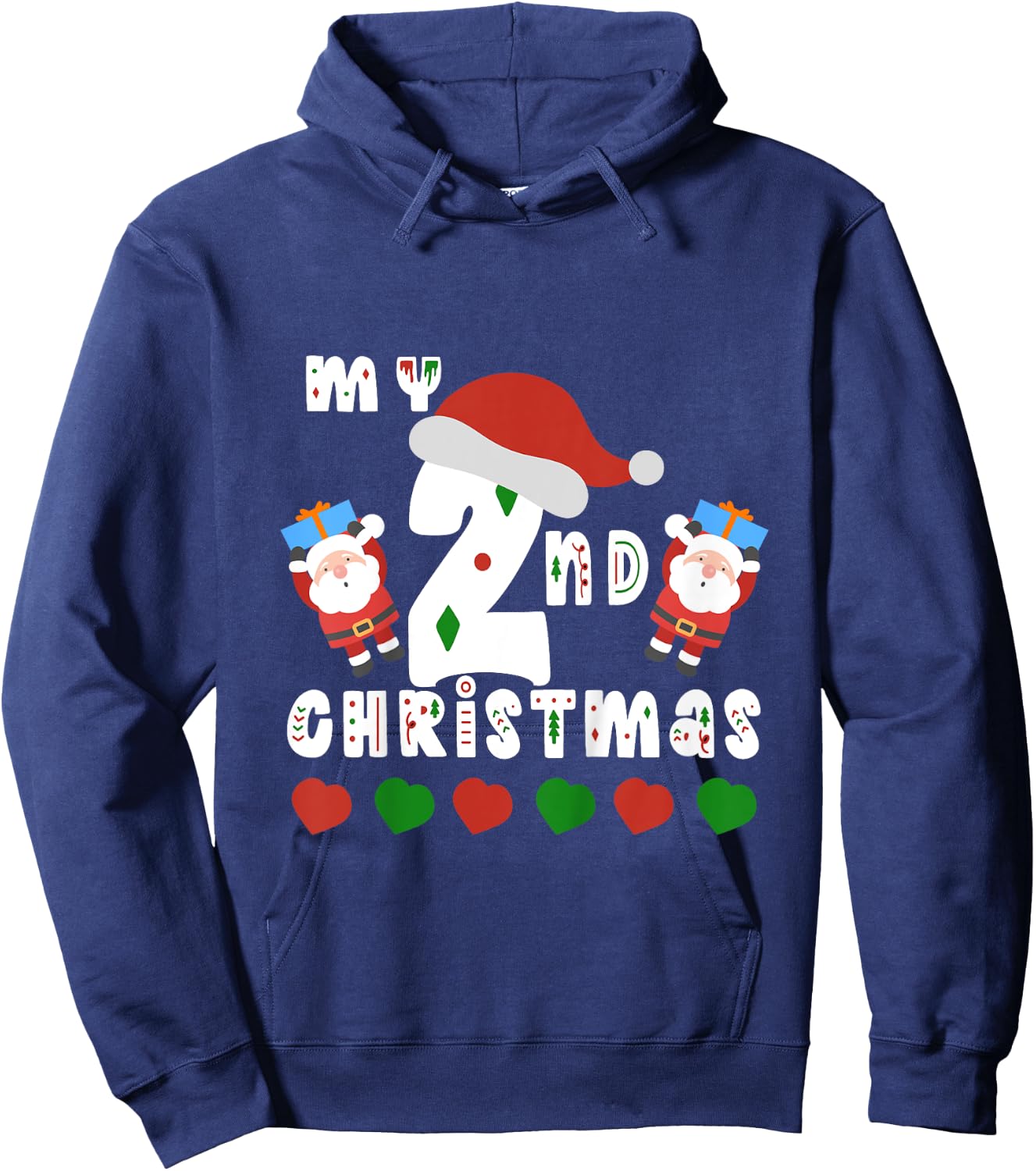 Kids My Second Christmas Baby Child 2nd Xmas Gift Kids Hoodie - Hoodie | Navy
