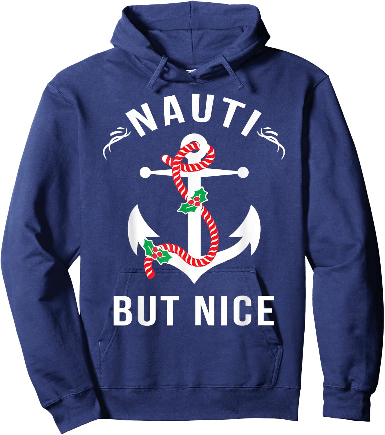 Nauti But Nice Nautical Anchor Beach Christmas Women Kids Hoodie - Hoodie | Navy