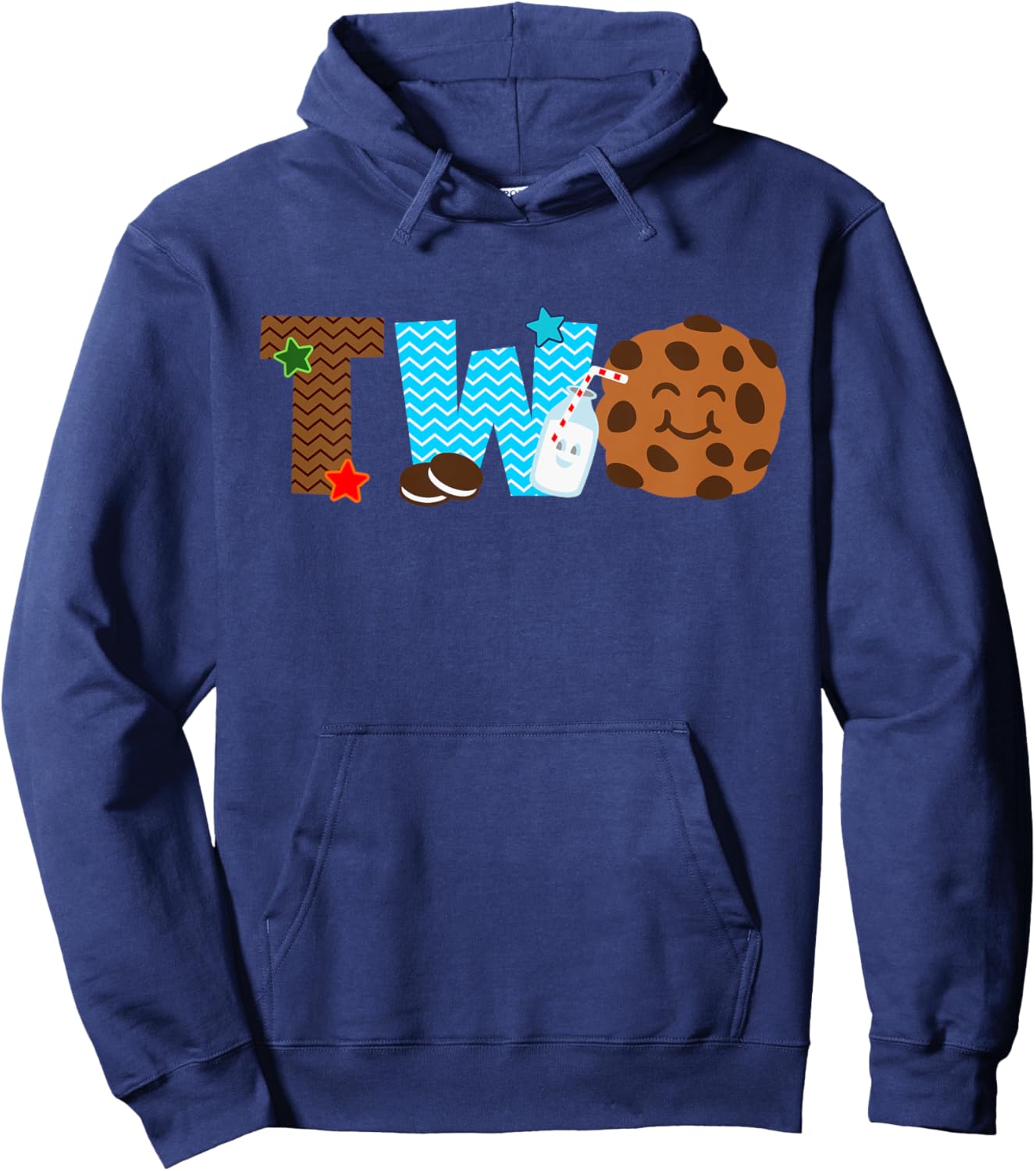 Kids 2nd Second Birthday Milk & Cookies Theme Party Two Year Old Hoodie - Hoodie | Navy