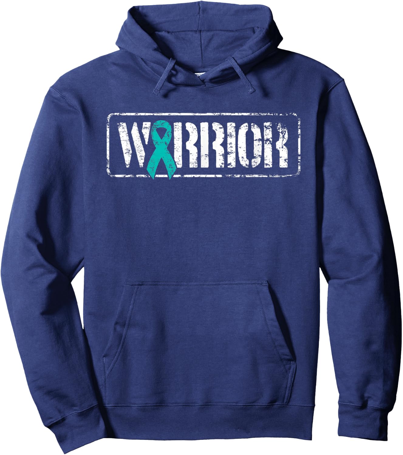 Ovarian Cancer Warrior - Teal Military Style Awareness Hoodie - Hoodie | Navy