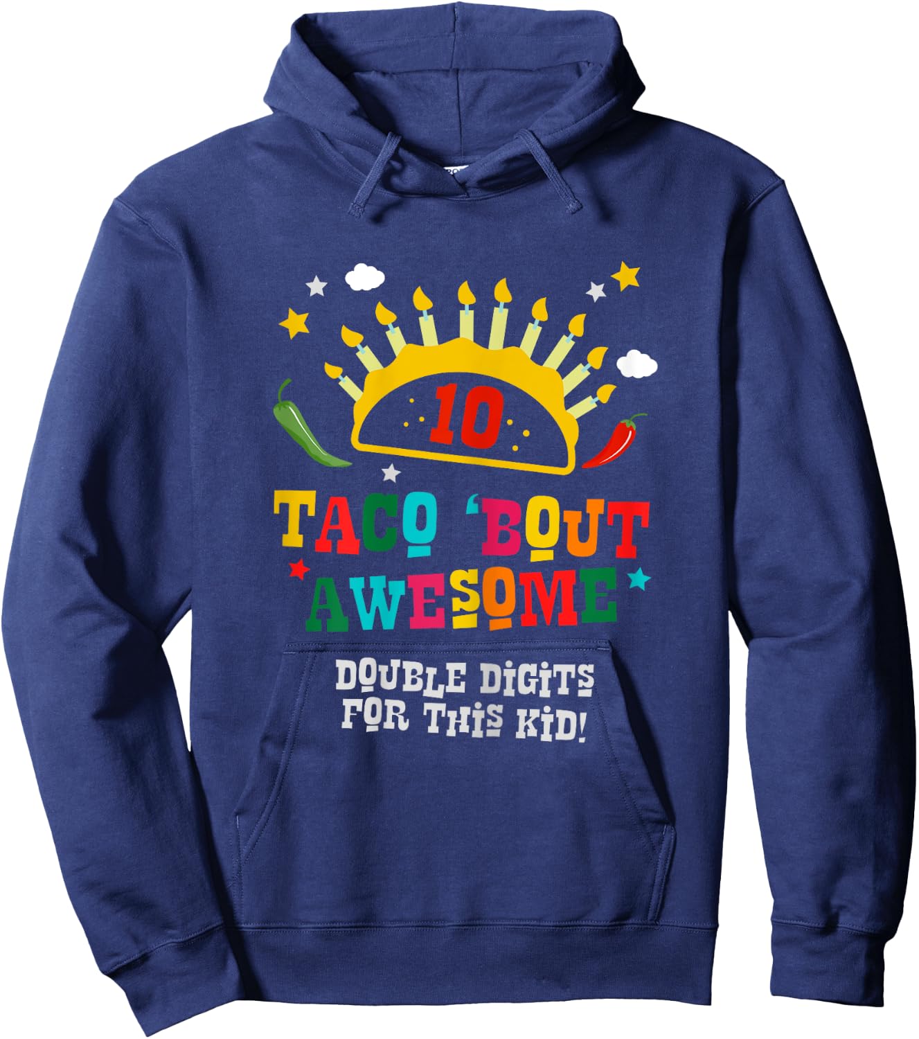 Birthday Taco Age 10 Gift - Boys Taco Bout Awesome Age Ten Hoodie - Hoodie | Navy