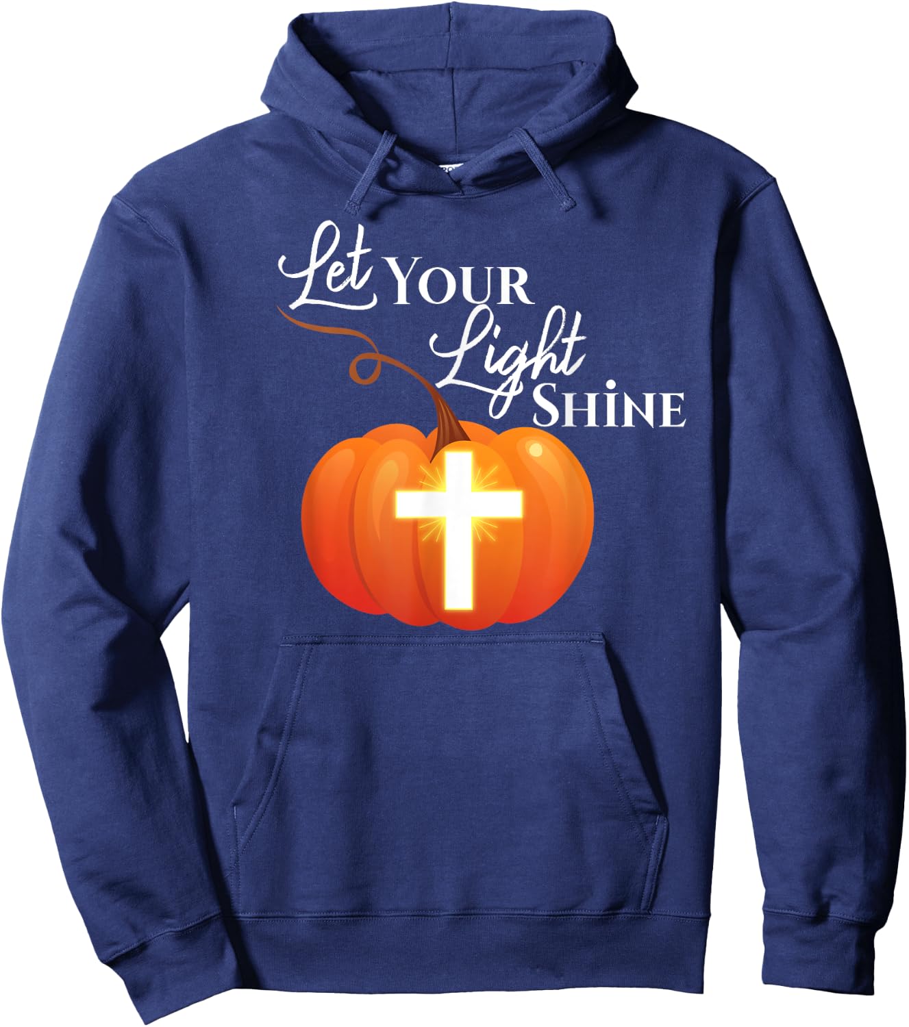 Halloween or Hallelujah Night Let your Light Shine Pumpkin Hoodie - Hoodie | Navy