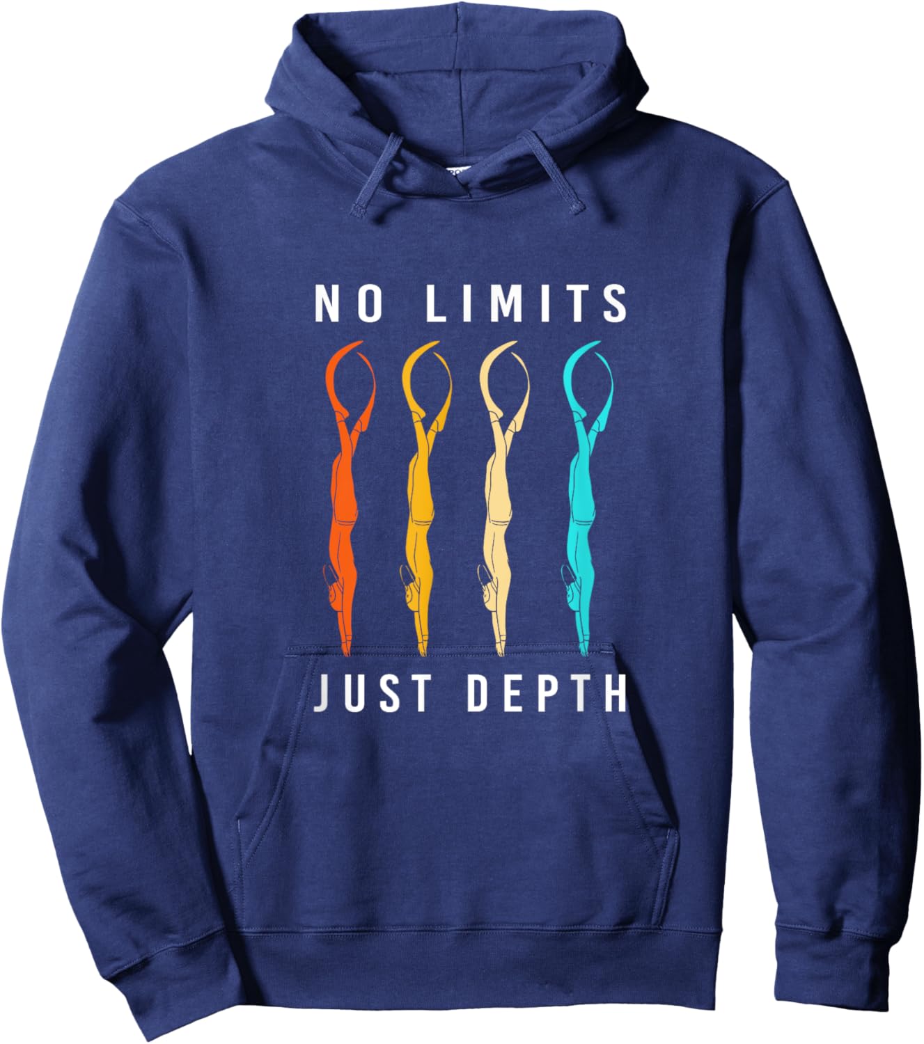 No Limits Just Depth Free Diving Retro Freedive Hoodie - Hoodie | Navy