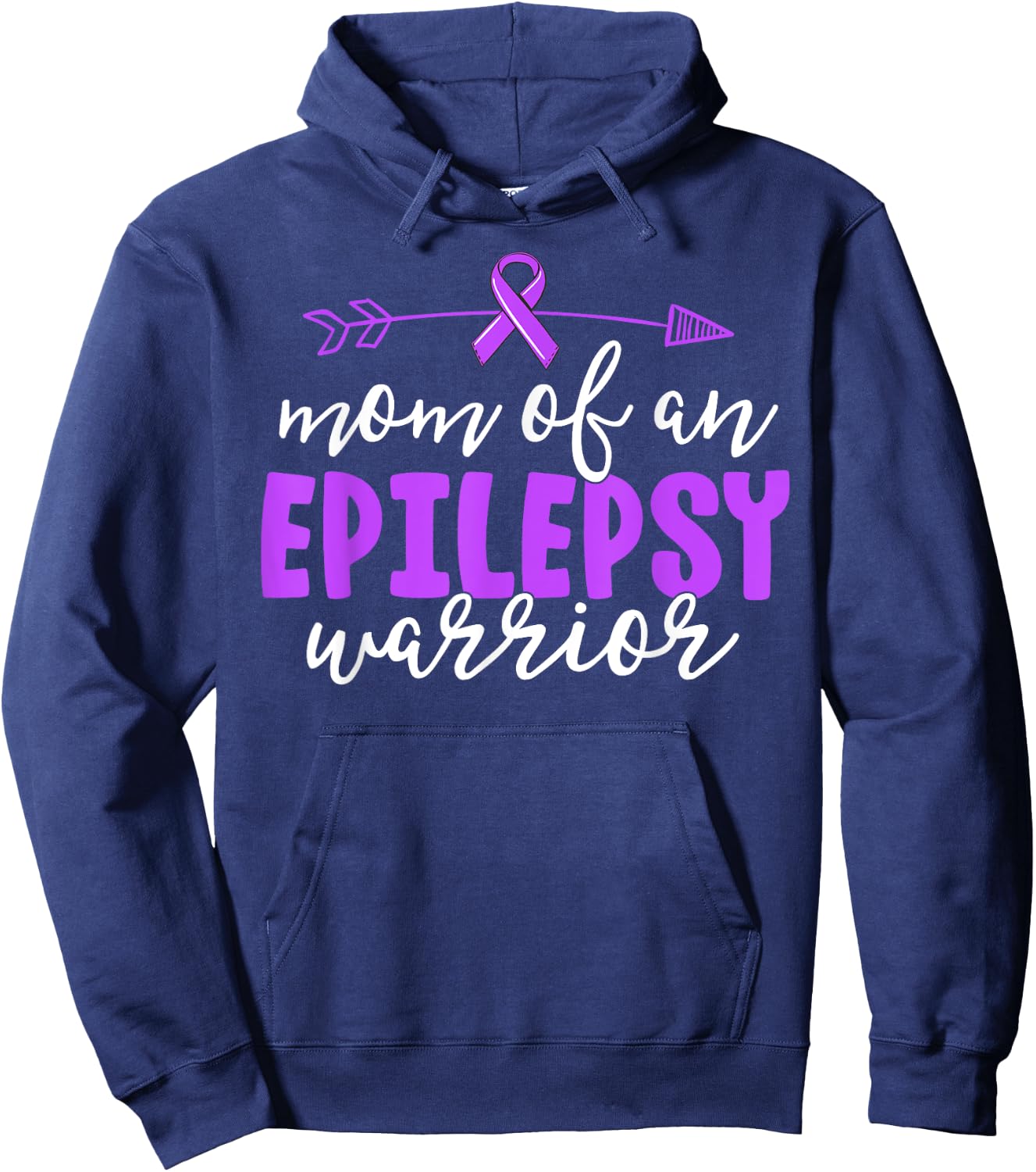 Epilepsy Mom Shirt Purple Ribbon Awareness Mother Shirt Hoodie - Hoodie | Navy