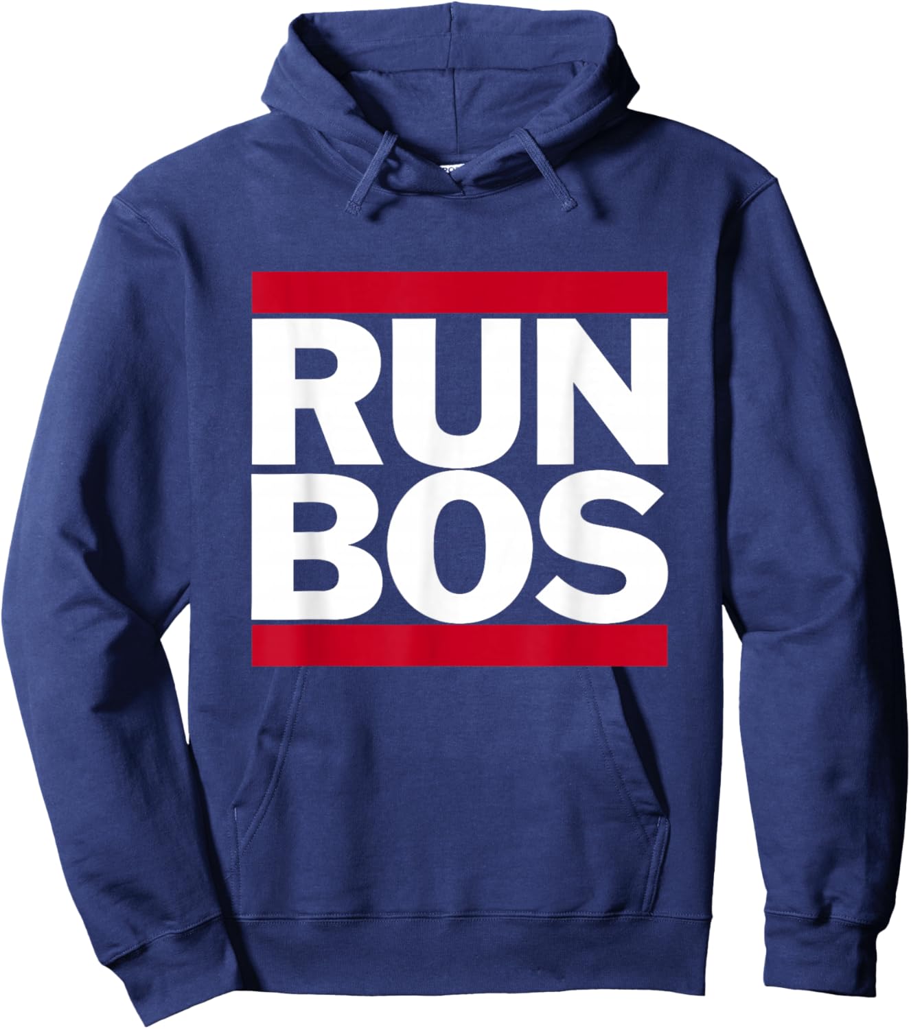 Run Bos Boston Mass Running Distance Runner New England Hoodie - Hoodie | Navy