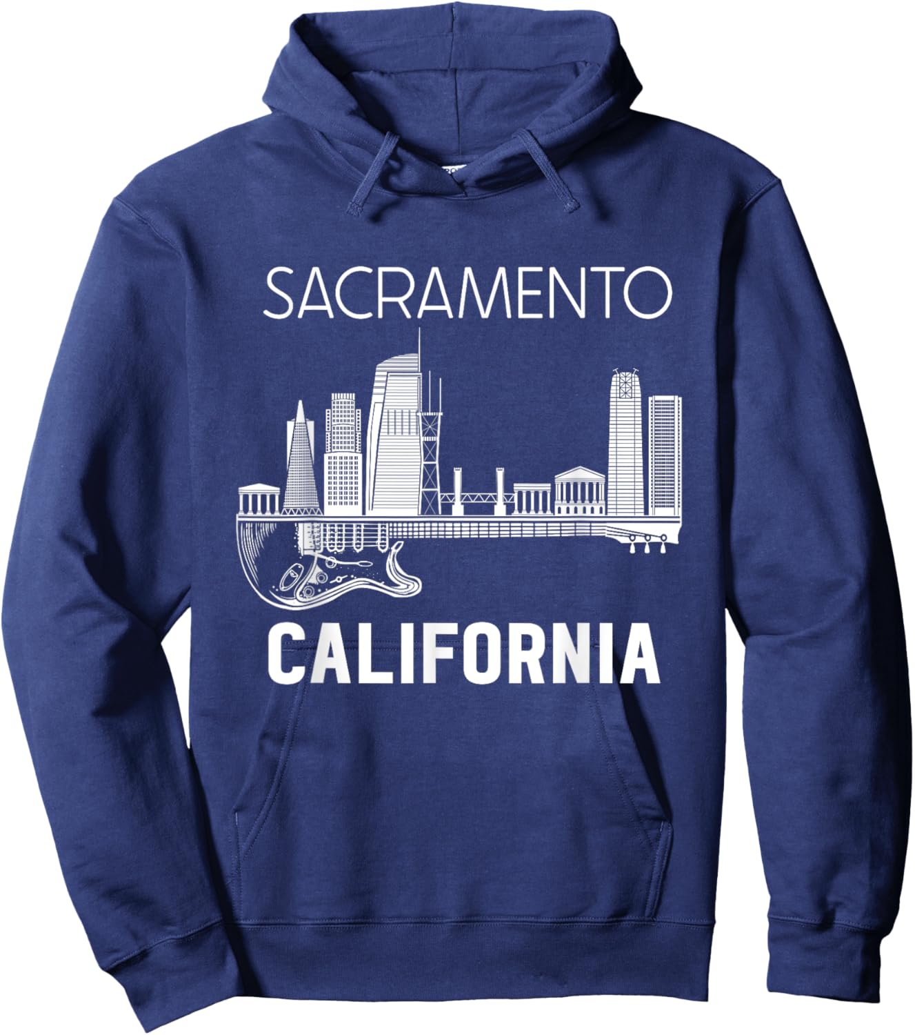 Sacramento California Skyline Music Sacramento Souvenir Hoodie - Hoodie | Navy