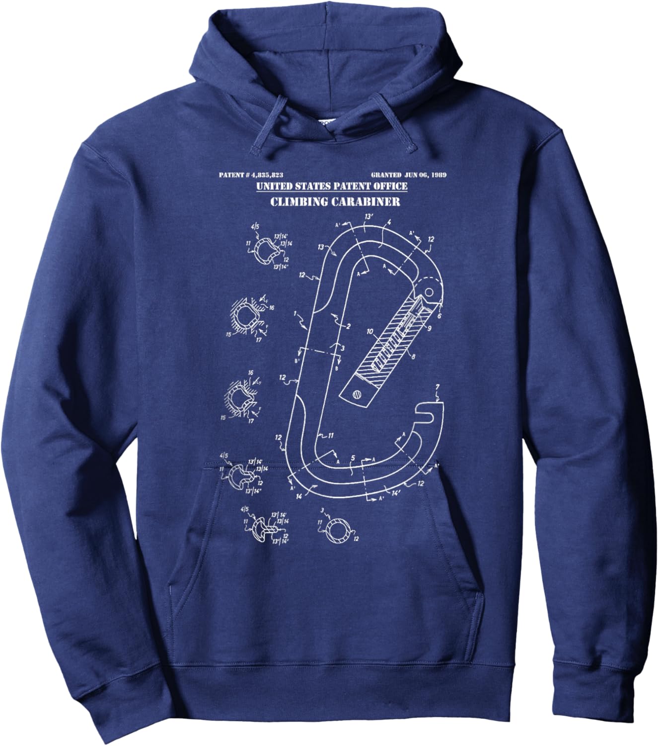 Carabiner Patent Rock Climbing Shirt Graphic Climb Gift Hoodie - Hoodie | Navy