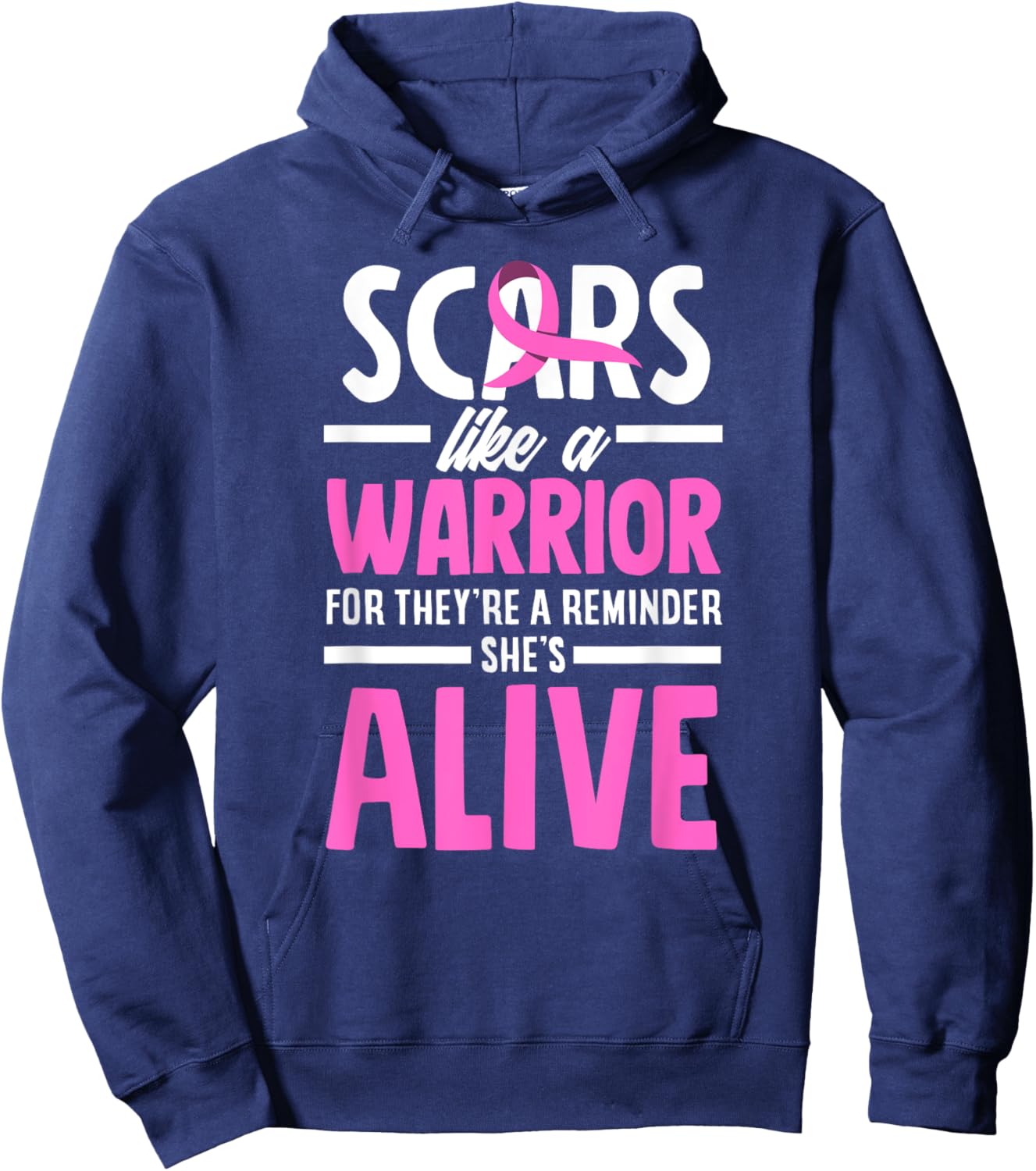 Breast Cancer Awareness Scars Breast Cancer Warrior Hoodie - Hoodie | Navy