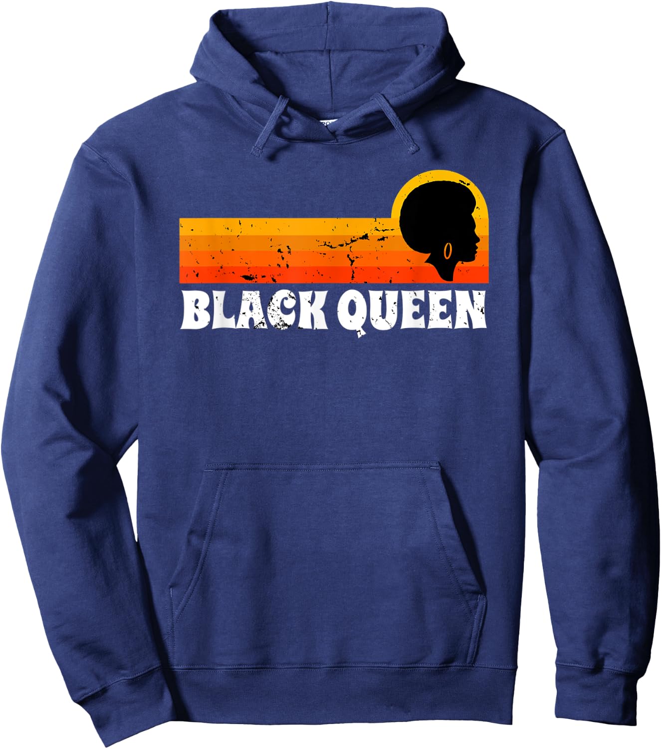 Black Queen Vintage Retro Afro Woman Hoodie - Hoodie | Navy